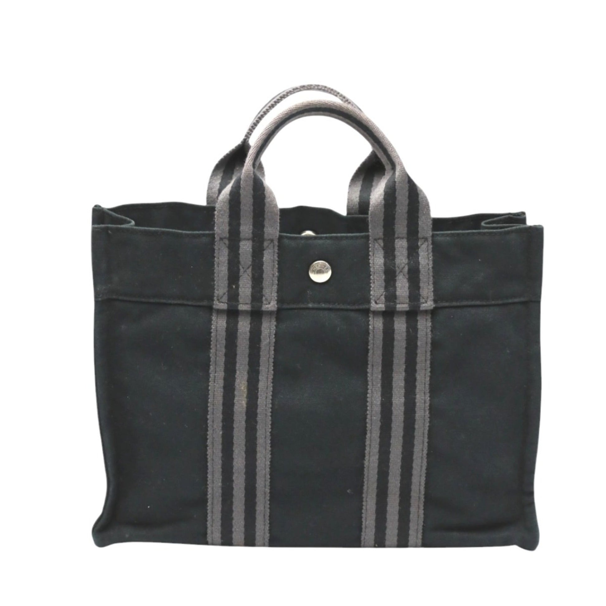 Hermes Her Line Tote Bag Canvas Gray Tote Bag 10