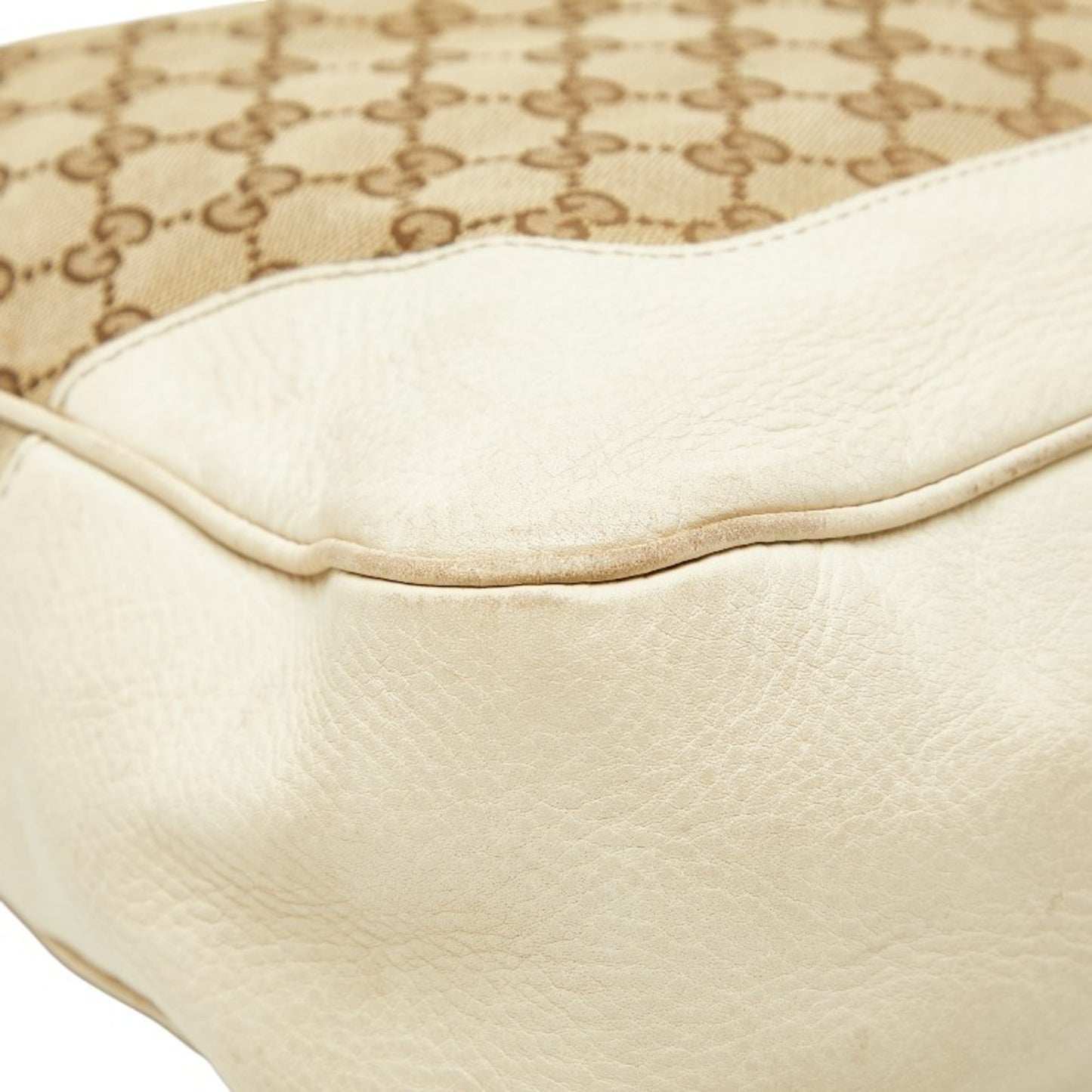 Gucci Brown Ivory Canvas Leather Handbag Shoulder Bag