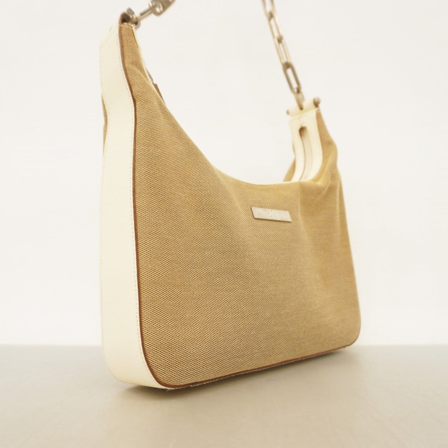 Gucci Beige White Canvas Shoulder Bag