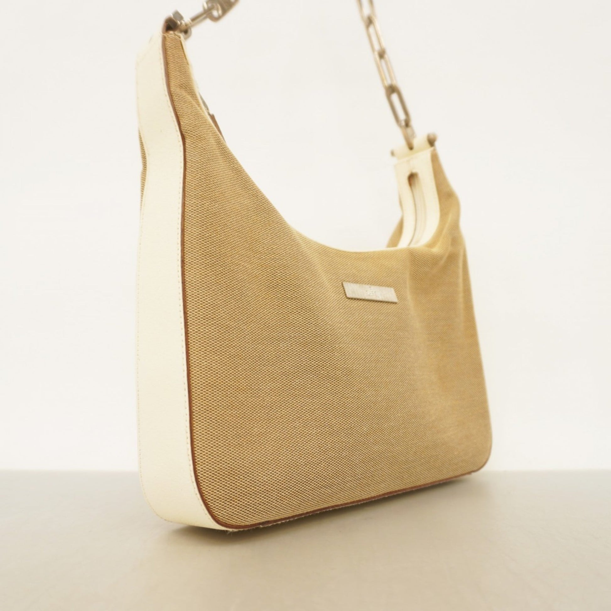 Gucci Beige White Canvas Shoulder Bag