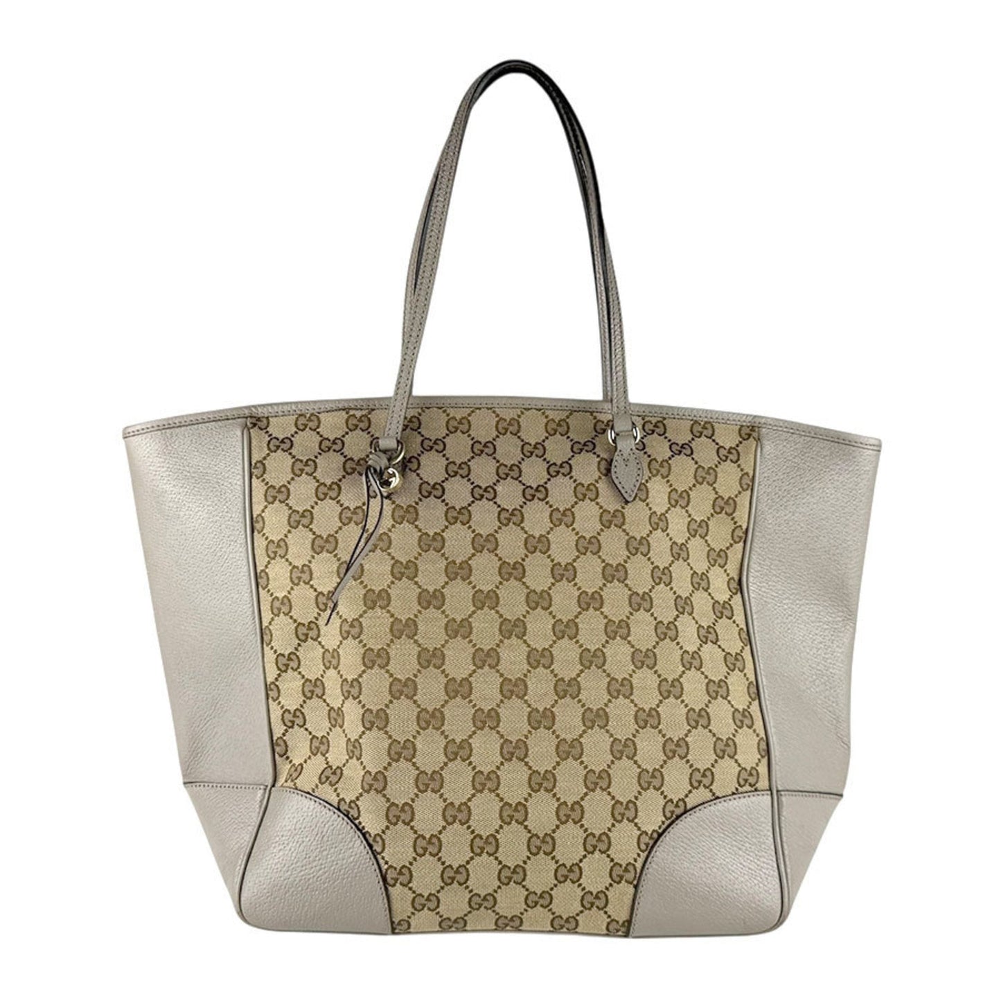 Gucci Brown Gray Gg Canvas Leather Handbag