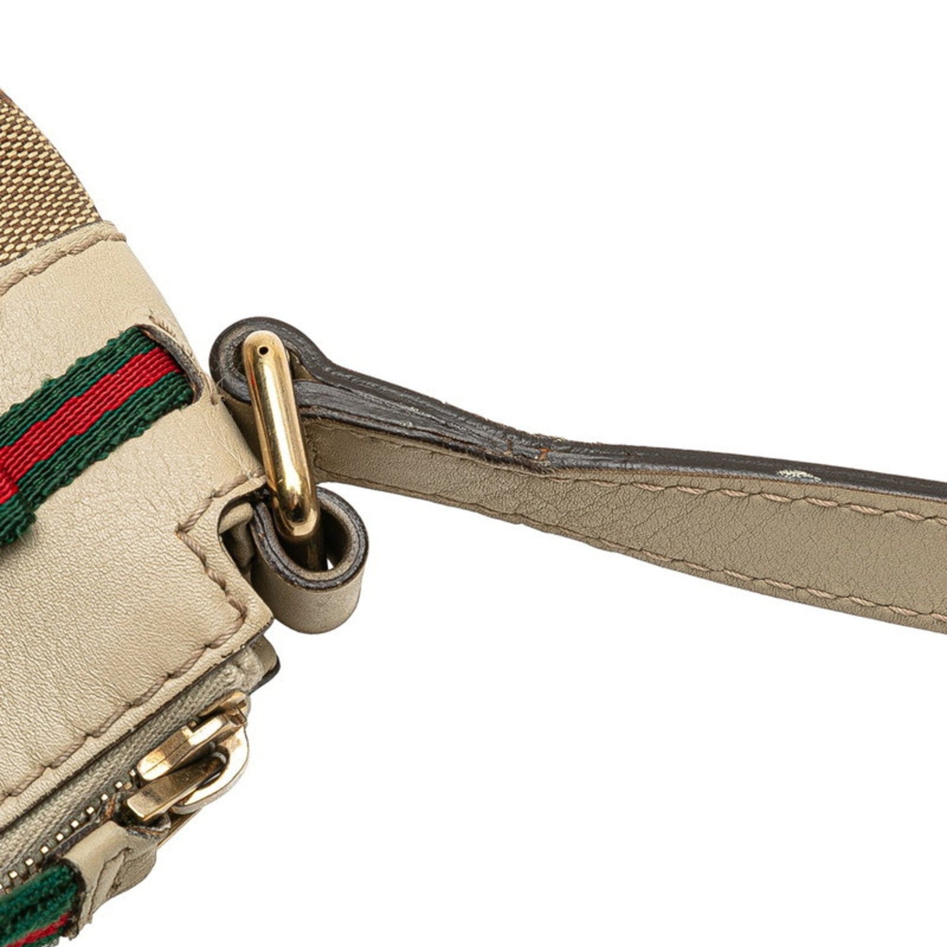 Gucci Gg Canvas Beige Gg Canvas Leather Shoulder Bag