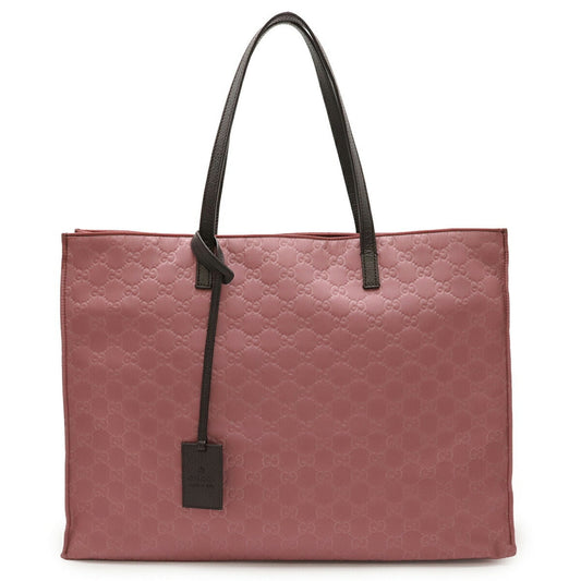 Gucci Dark Brown Pink Nylon Leather Handbag Shoulder Bag Tote Bag