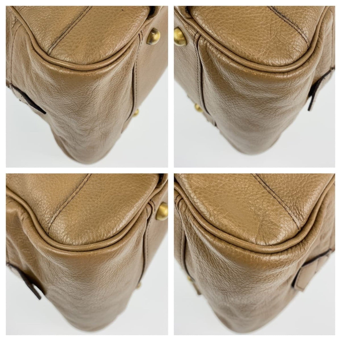 Burberry Khaki Handbag Shoulder Bag Leather Brown