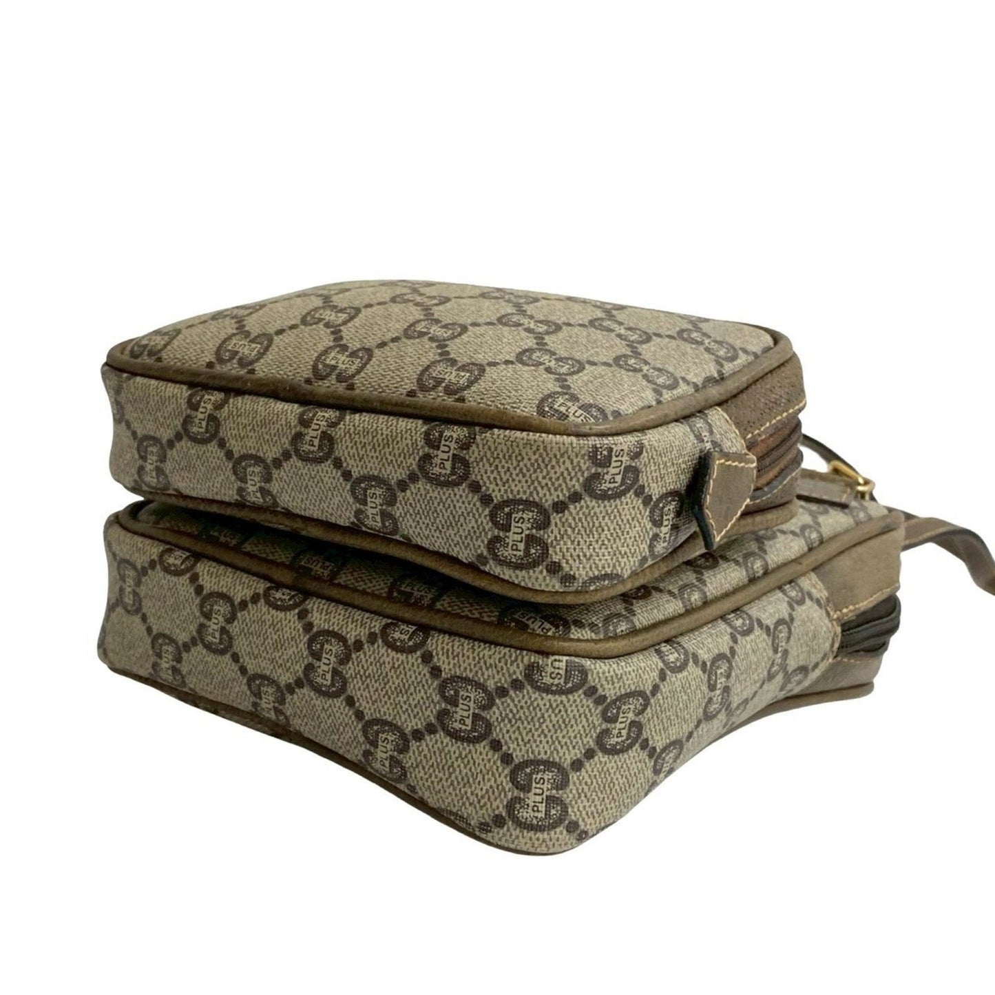 Gucci Brown Leather Pvc Pochette Shoulder Bag