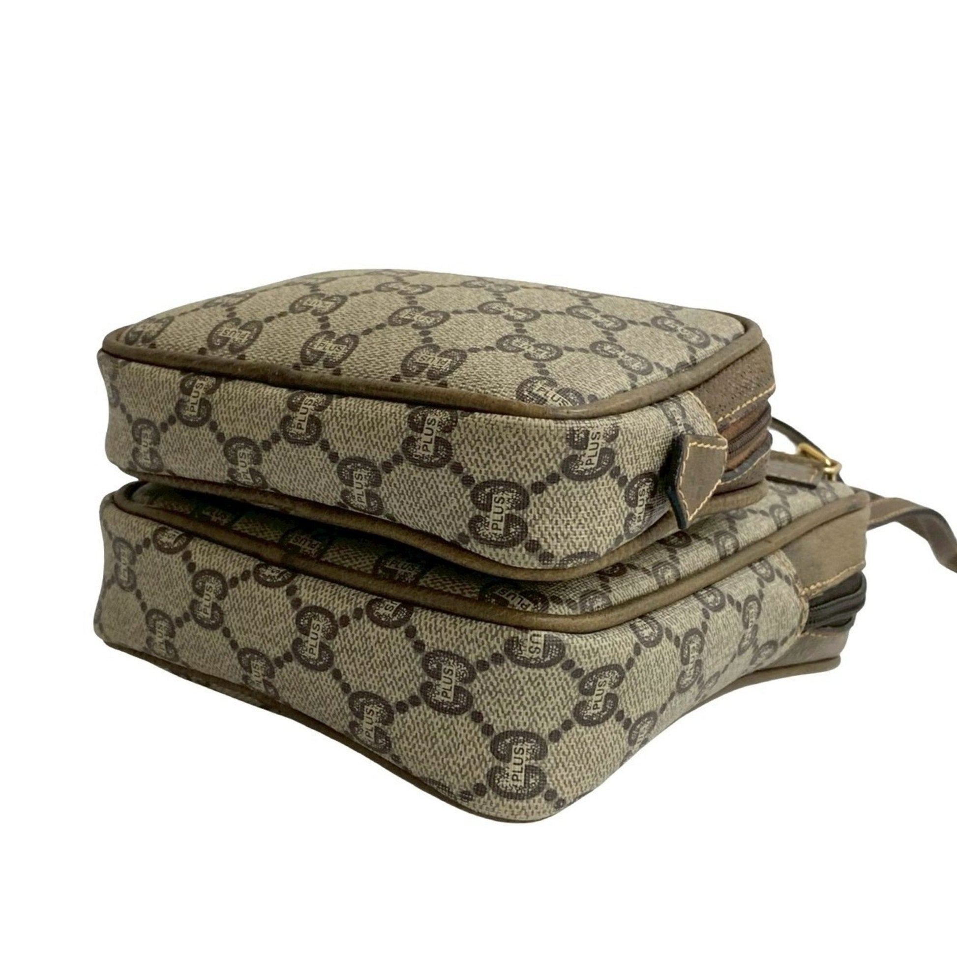 Gucci Brown Leather Pvc Pochette Shoulder Bag