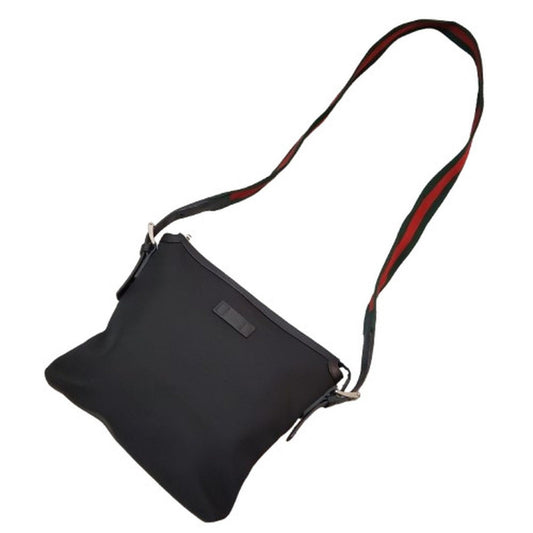 Gucci Sherry Line Black Canvas Leather Shoulder Bag