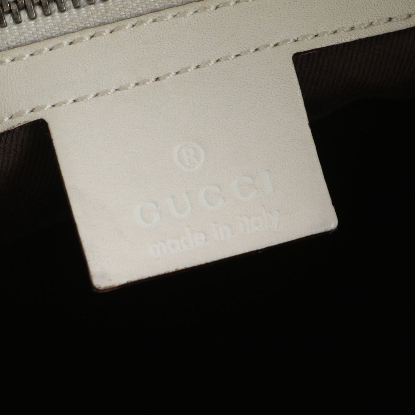 Gucci Ivory Leather Canvas Tote Bag