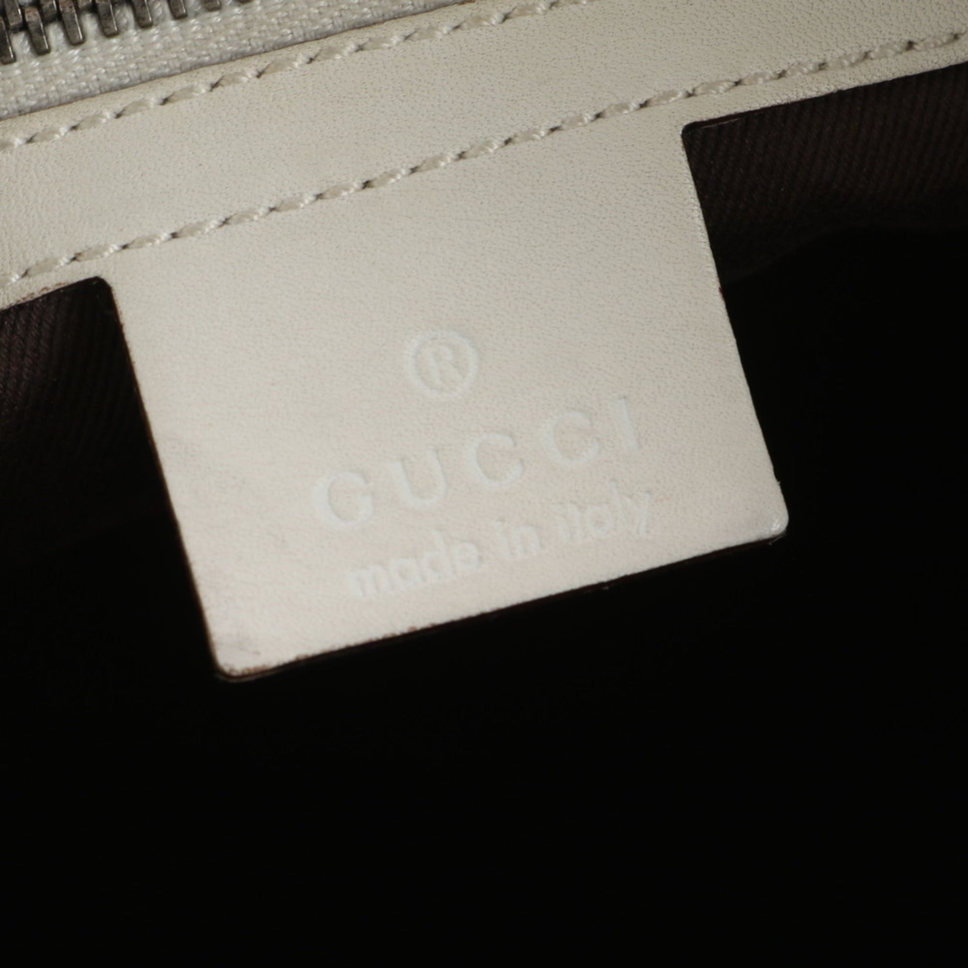 Gucci Ivory Leather Canvas Tote Bag