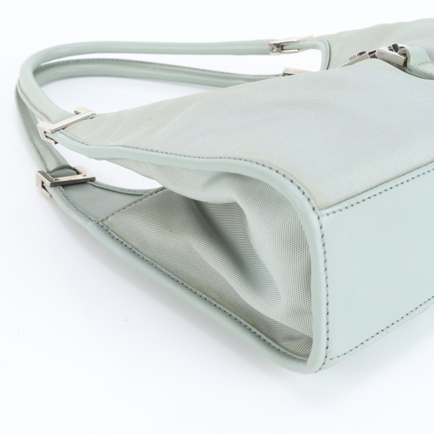 Gucci Green Leather Canvas Tote Bag