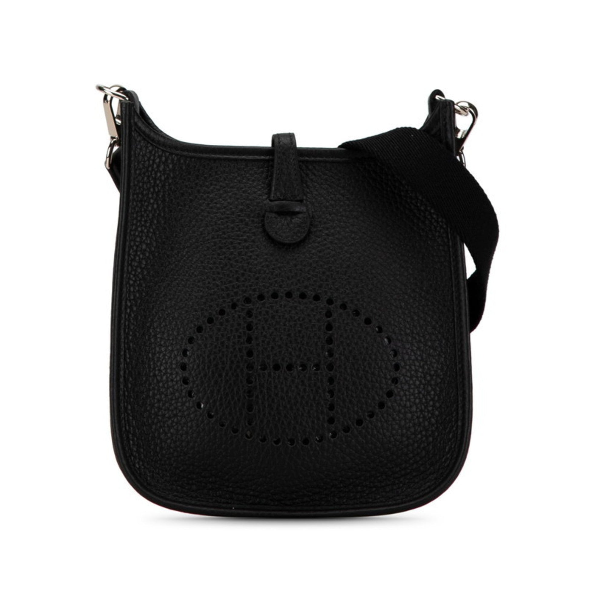 Hermes Evelyne Taurillon Clemence Shoulder Bag Leather Black Shoulder Bag 6