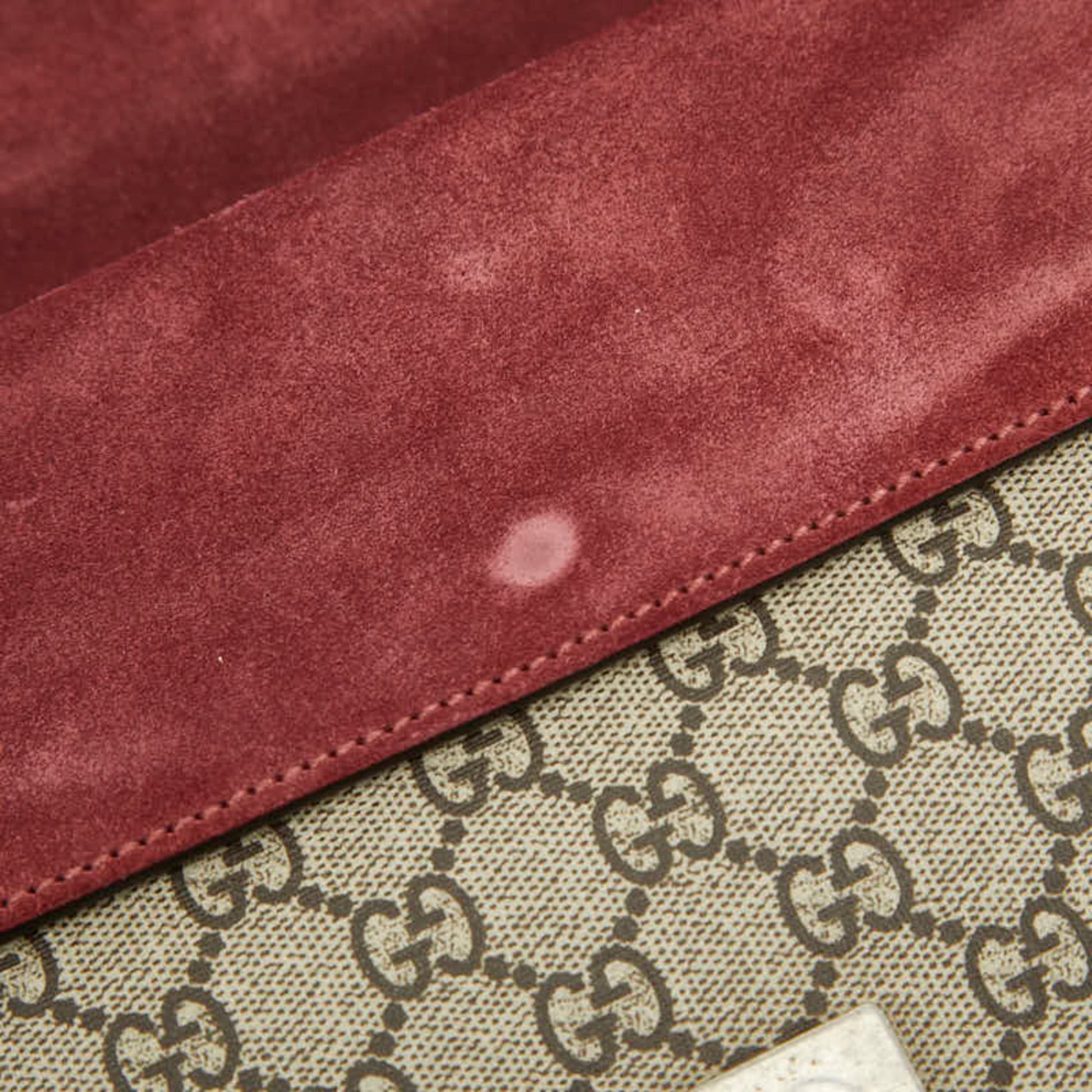 Gucci Beige Red Color Pvc Suede Shoulder Bag
