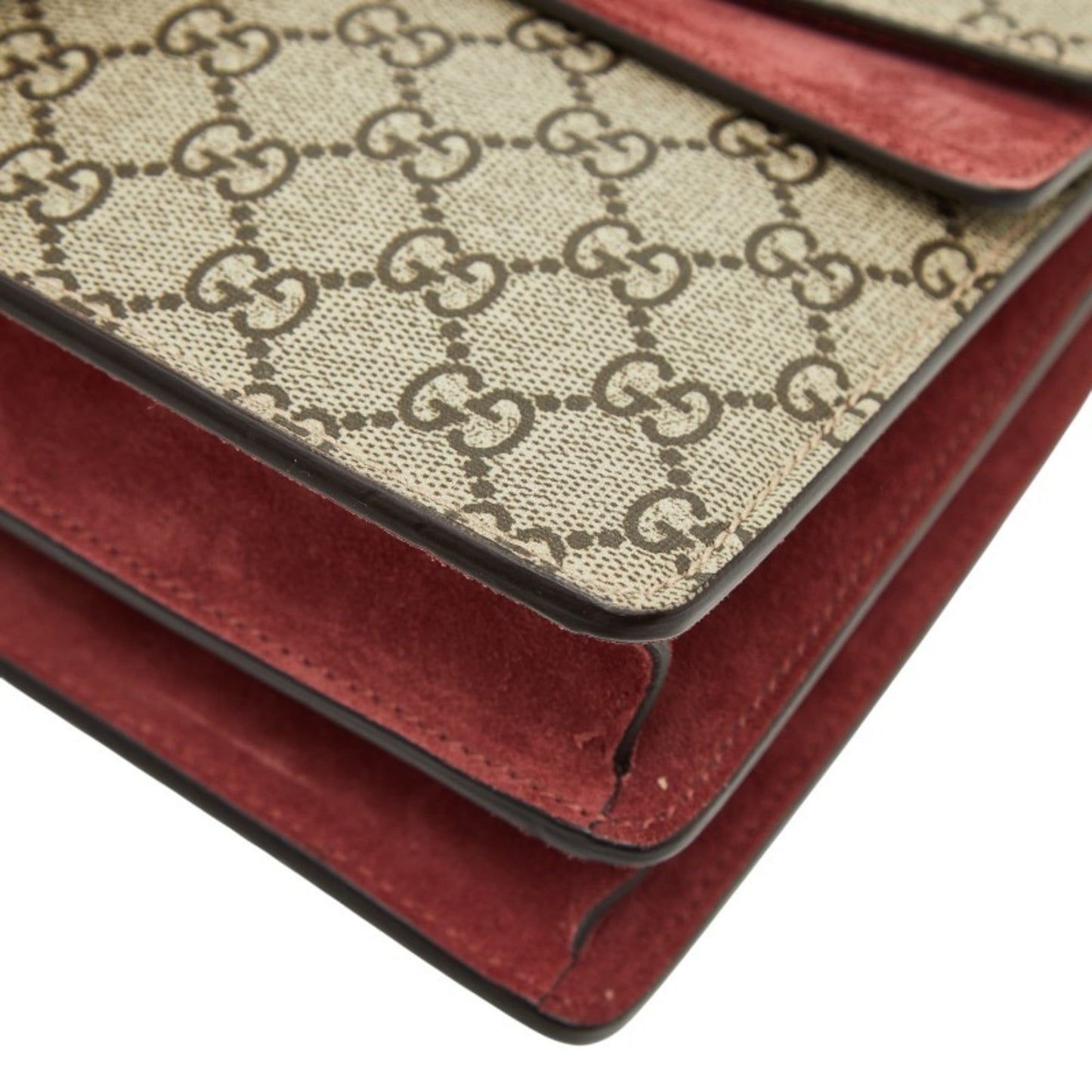 Gucci Beige Red Color Pvc Suede Shoulder Bag