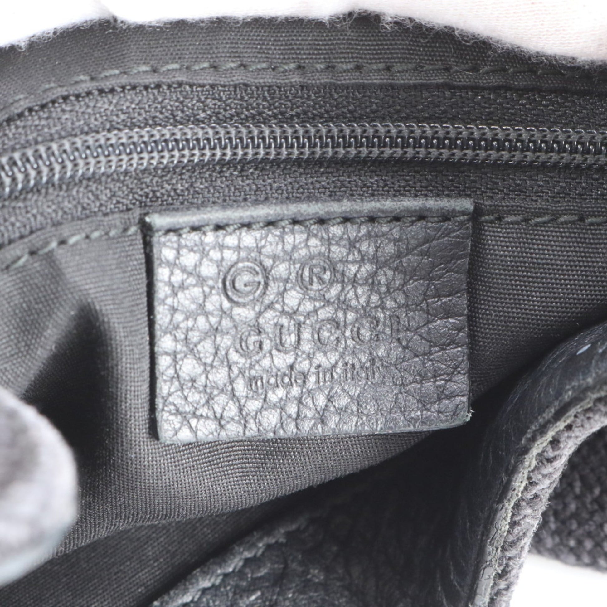 Gucci Black Leather Canvas Shoulder Bag