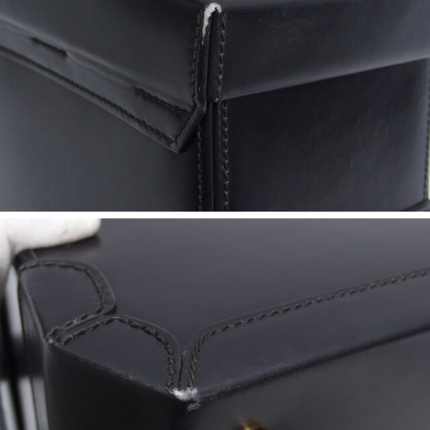 Gucci Black Leather Handbag Vanity Bag
