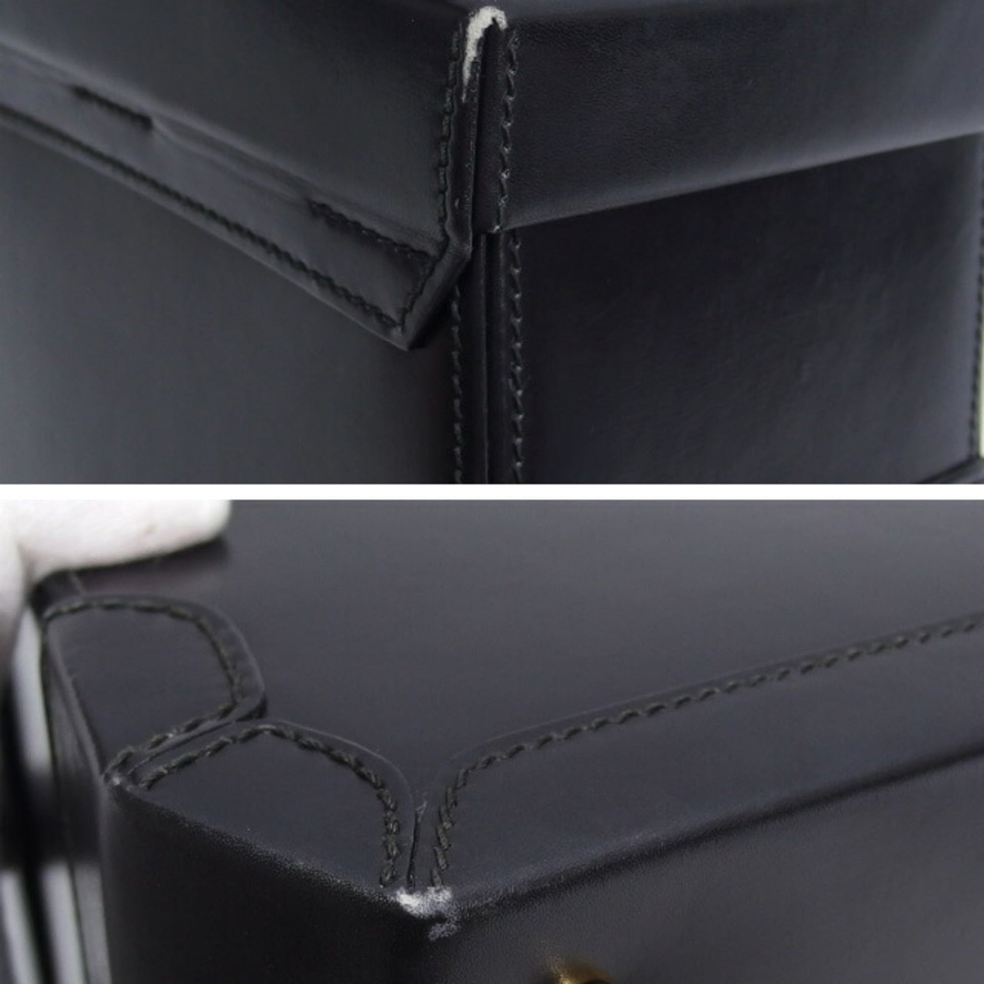 Gucci Black Leather Handbag Vanity Bag