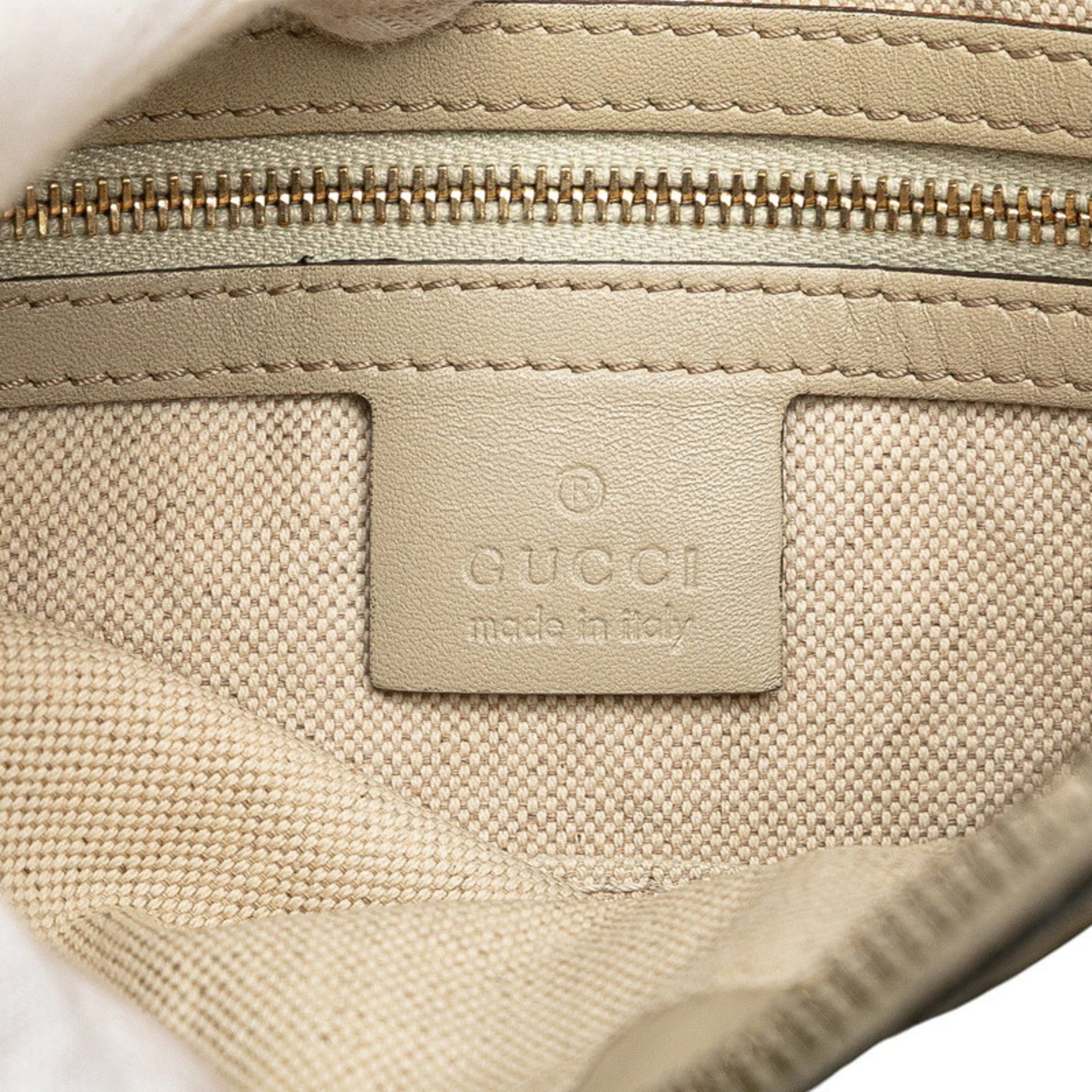 Gucci Gg Canvas Beige Gg Canvas Leather Shoulder Bag