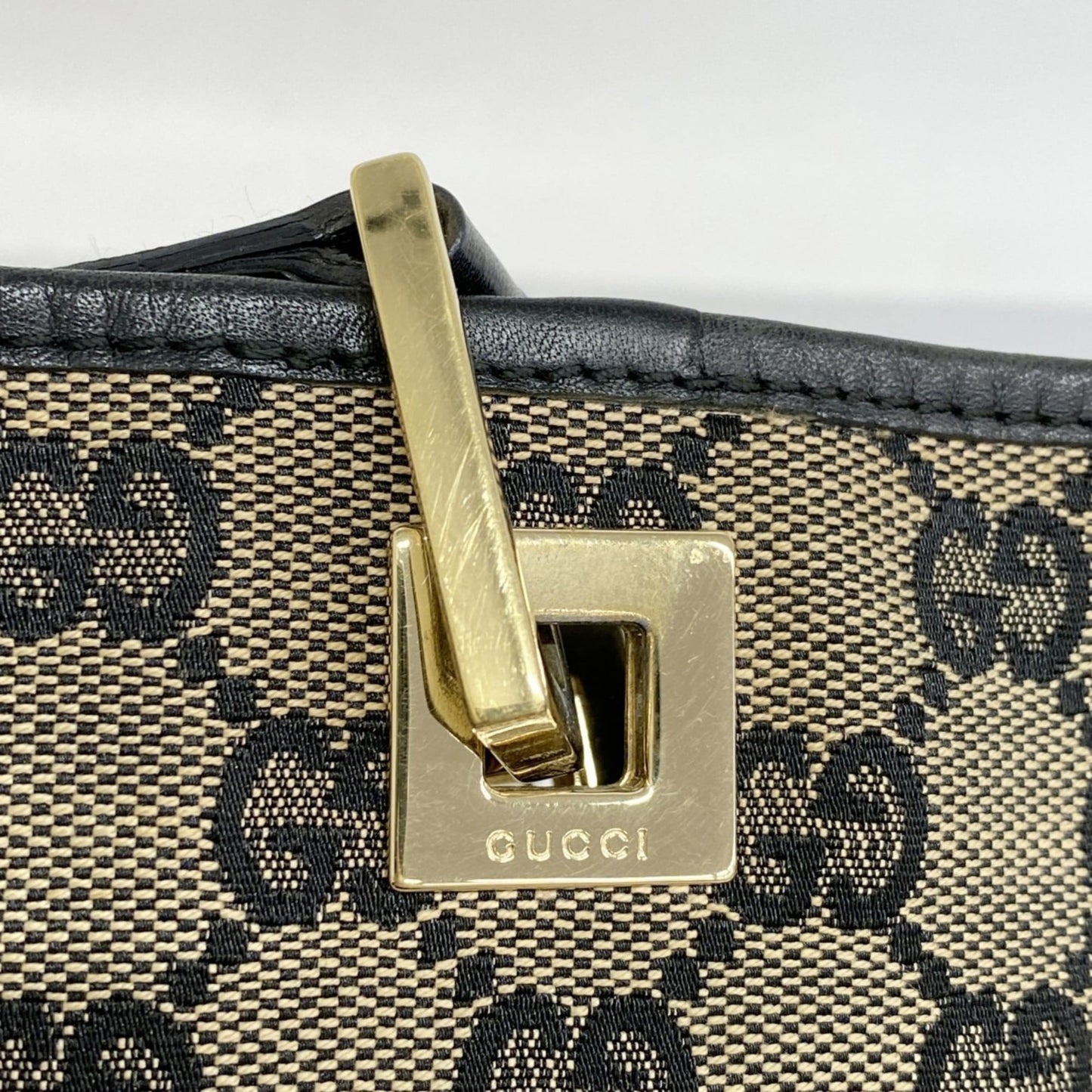 Gucci Black Brown Canvas Tote Bag