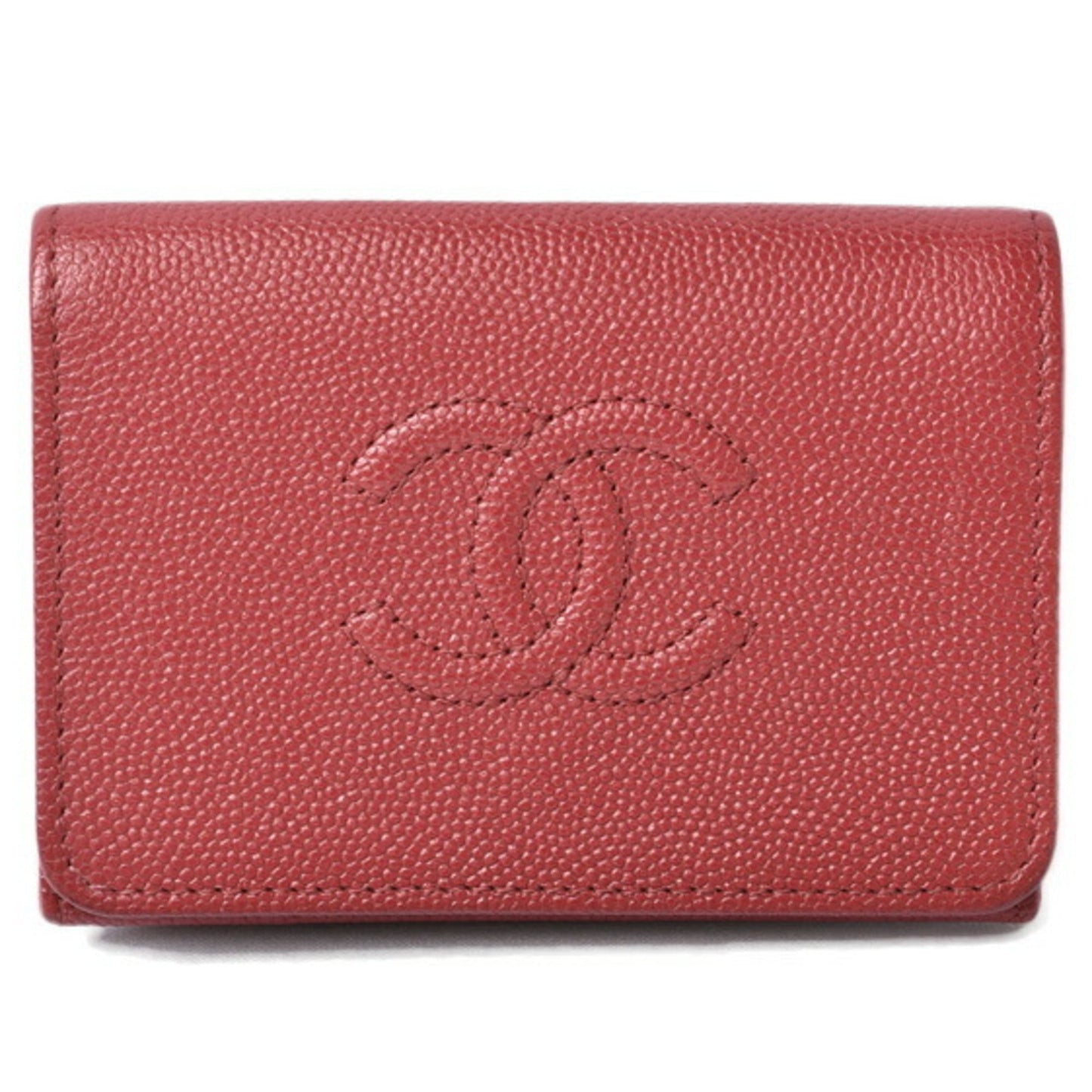 Chanel wallet  here mark caviar skin dark red