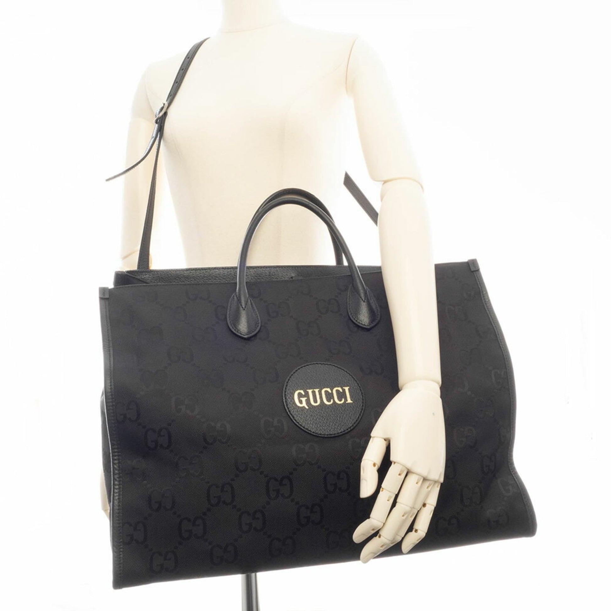 Gucci Black Nylon Leather Tote Bag