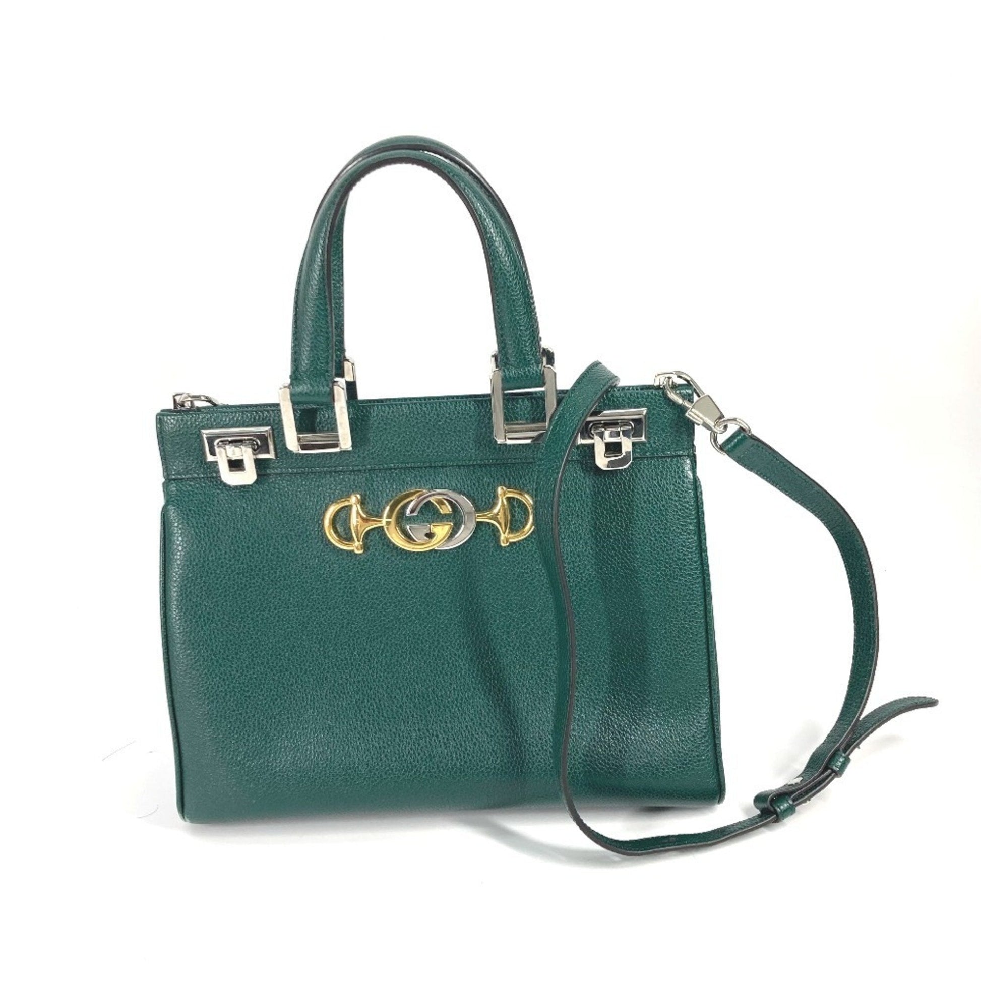 Gucci Green Leather Handbag Shoulder Bag