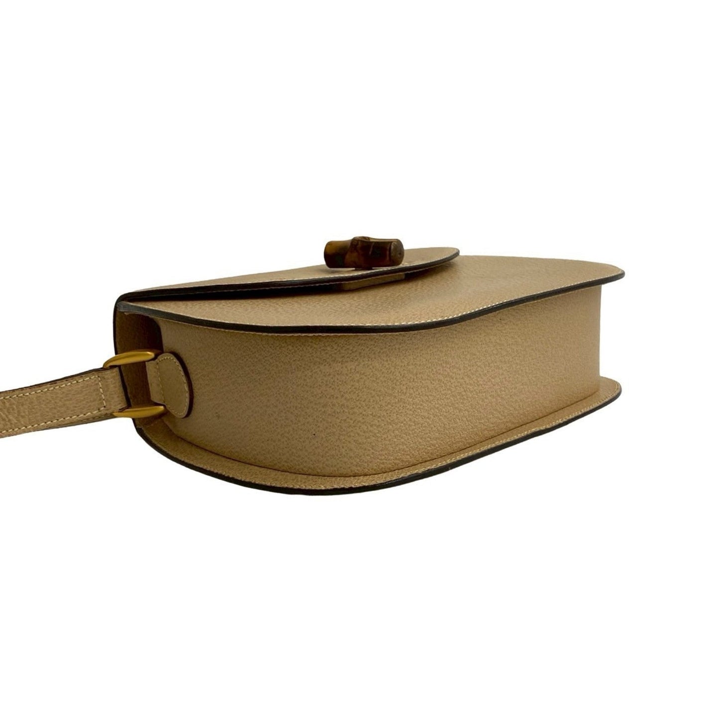 Gucci Beige Leather Bamboo Pochette Shoulder Bag