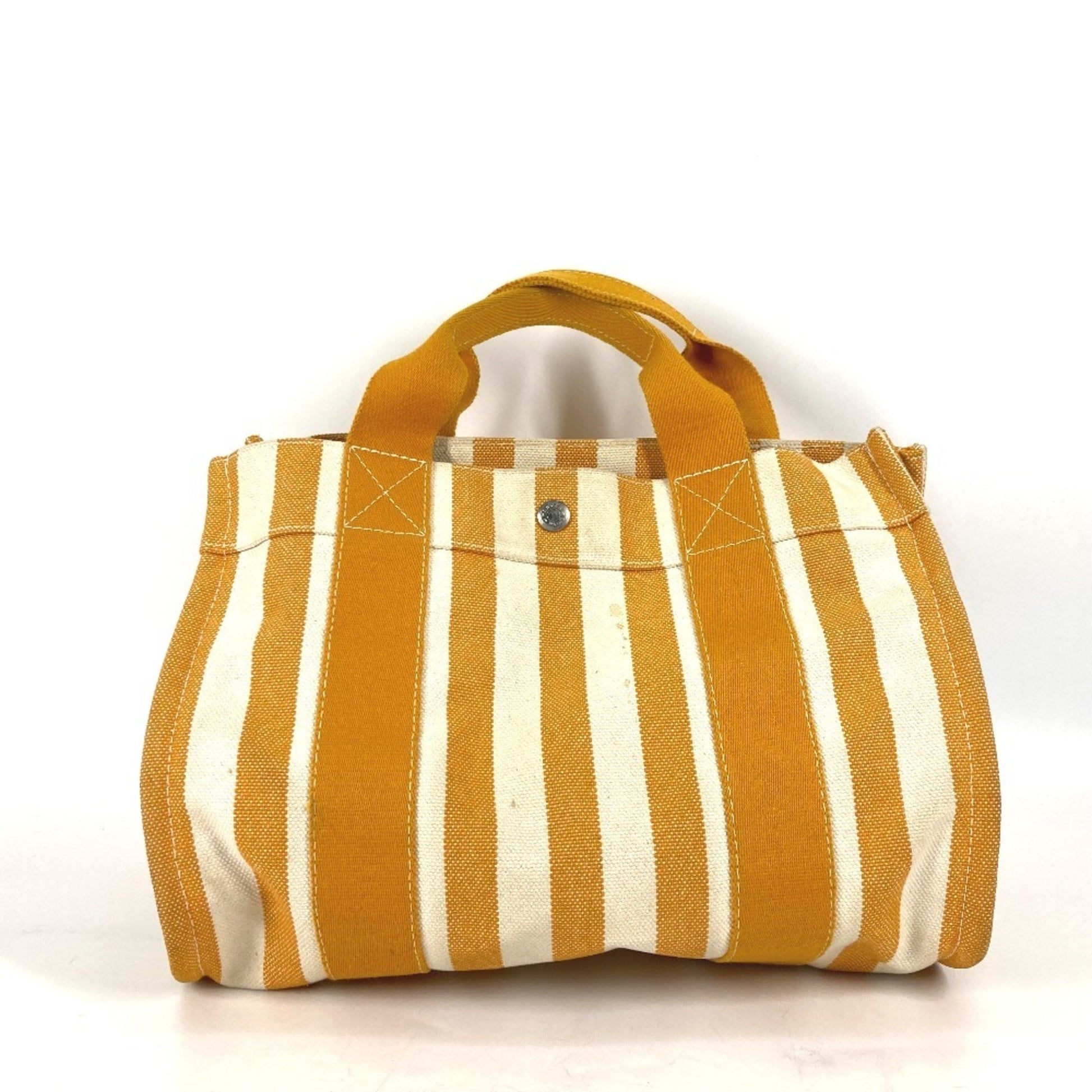 Hermes Handbag Tote Bag Canvas White Orange