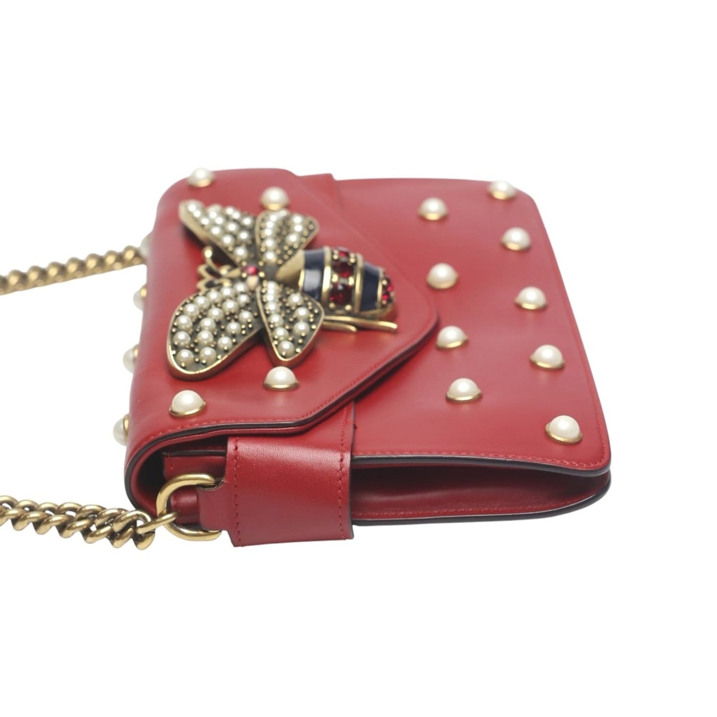 Gucci Red Color Leather Handbag Shoulder Bag