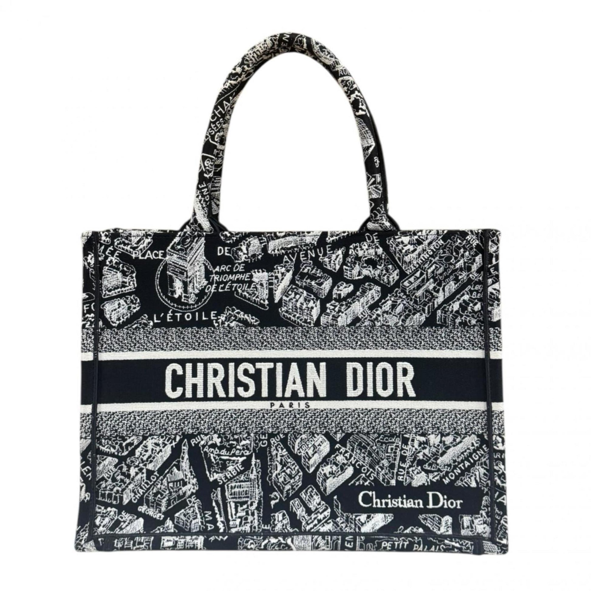 Dior Handbag Christian Tote Bag Canvas Black White