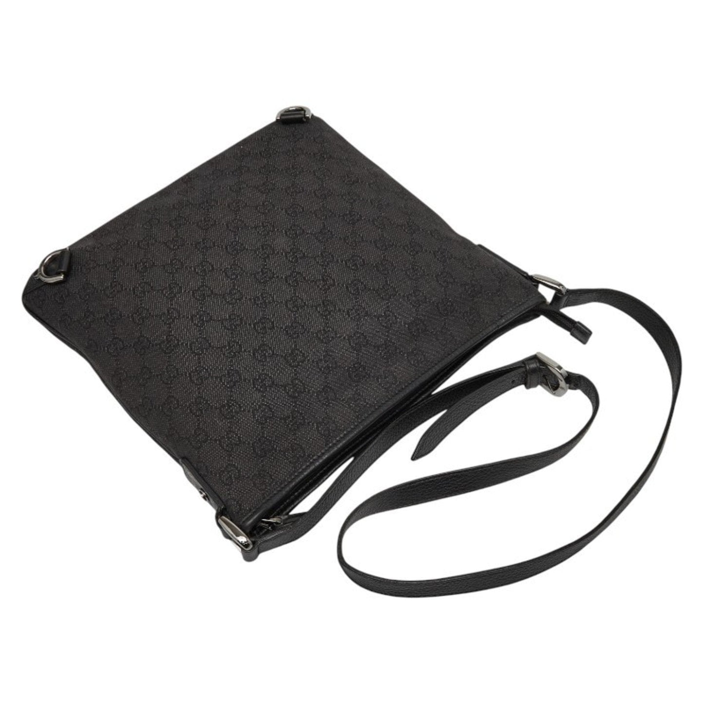 Gucci Black Canvas Leather Shoulder Bag