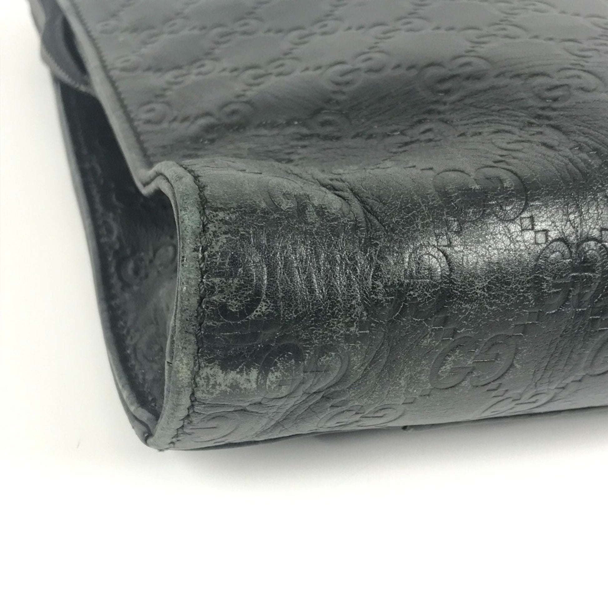 Gucci Black Gg Leather Briefcase Handbag Tote Bag