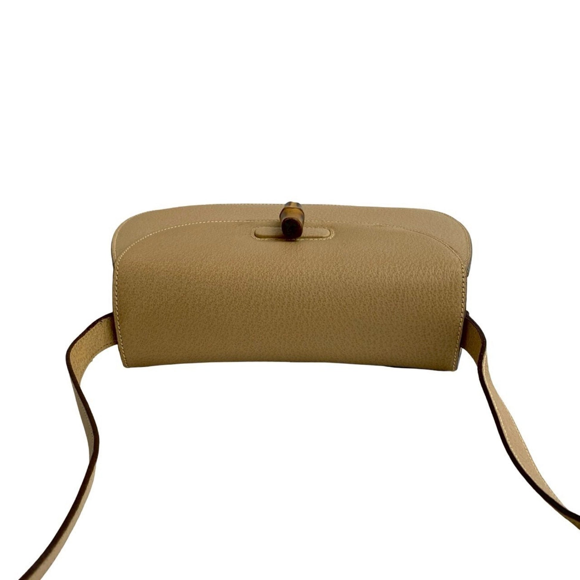 Gucci Beige Leather Bamboo Pochette Shoulder Bag