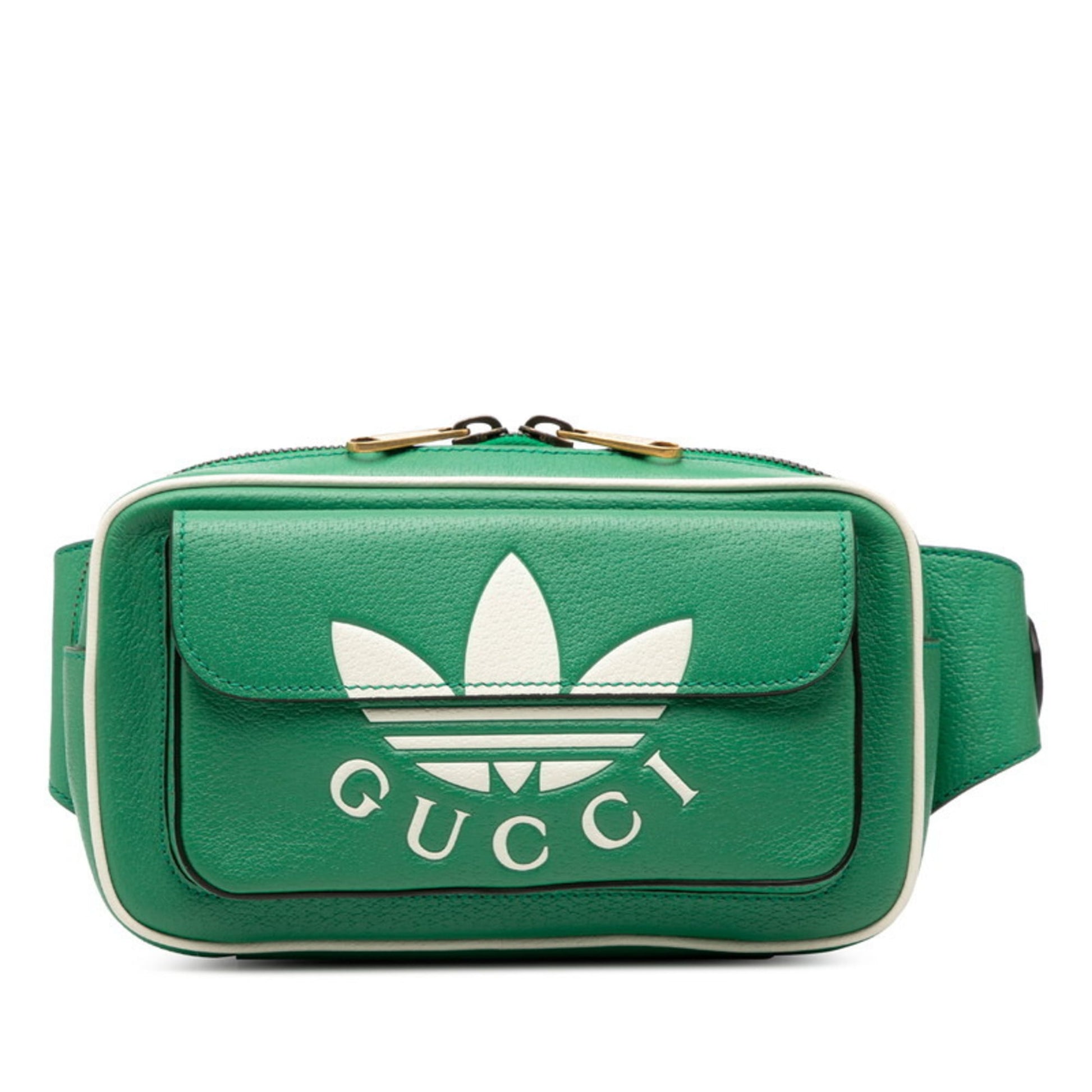 Gucci Green White Leather Sling Bag