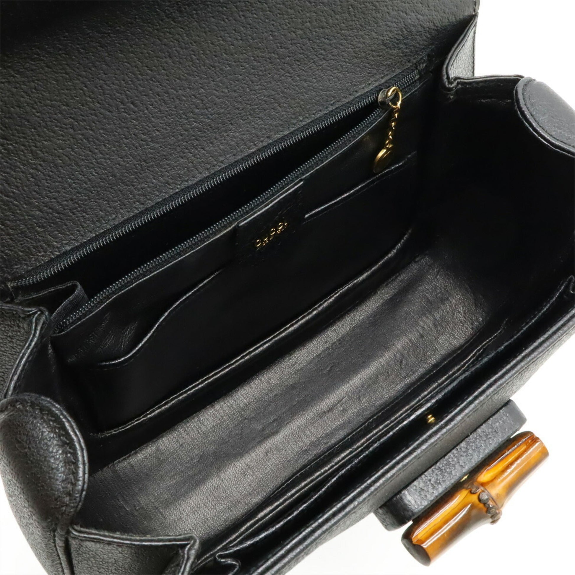 Gucci Black Bamboo Leather Handbag Shoulder Bag