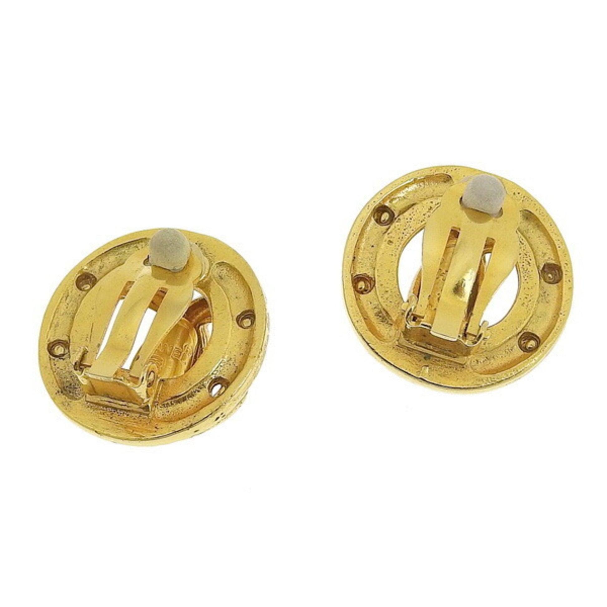 CHANEL Coco Mark Earrings Gold Metal