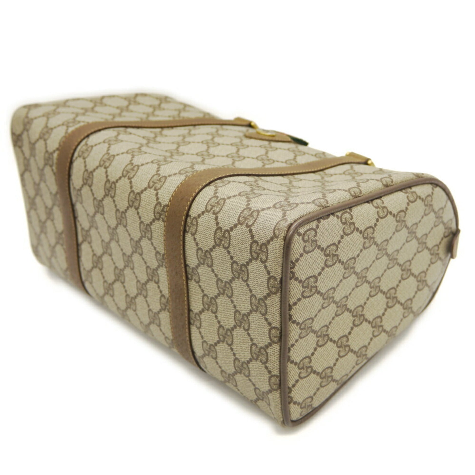 Gucci Beige Pvc Leather Boston Bag