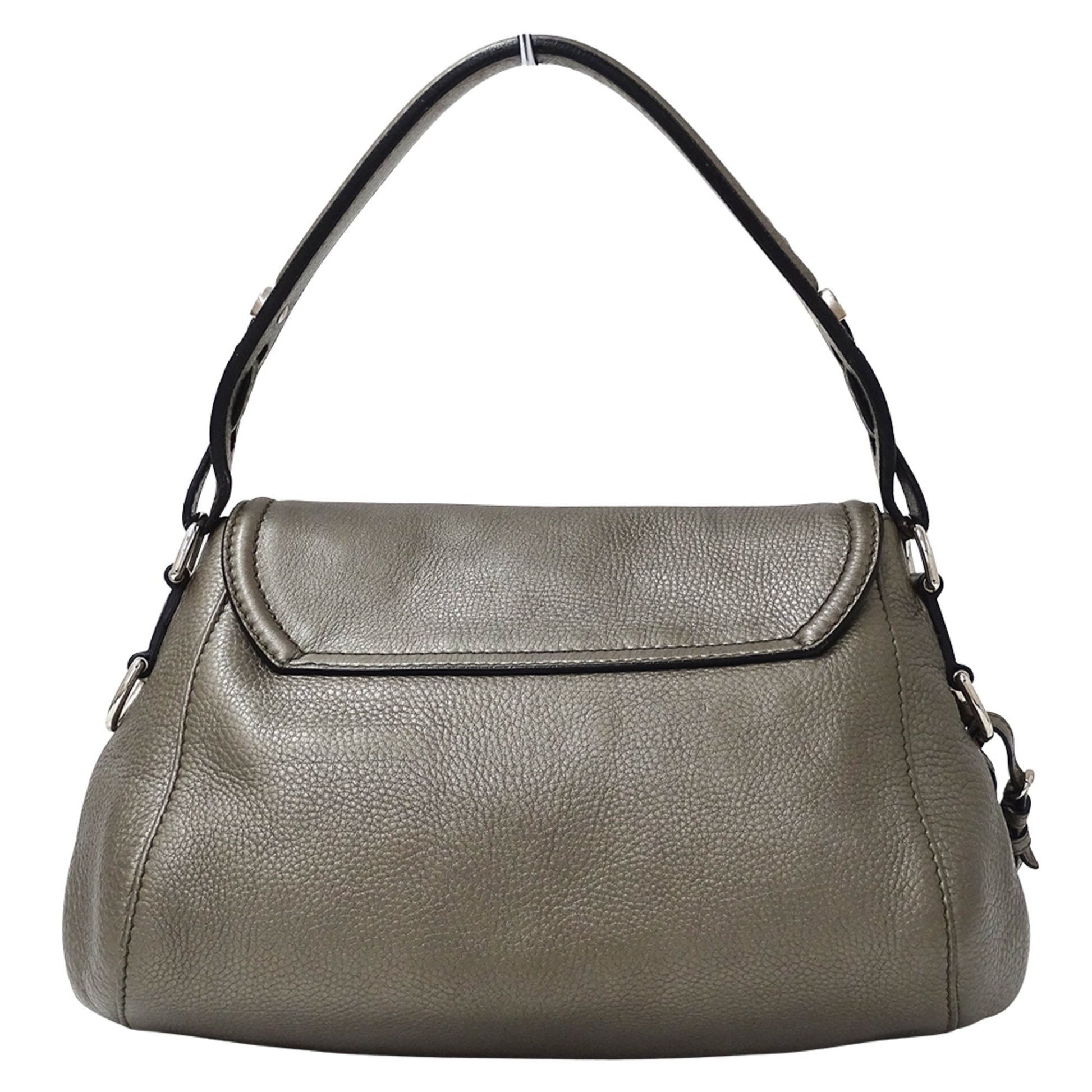 Gucci Bronze Metallic Gray Leather Shoulder Bag