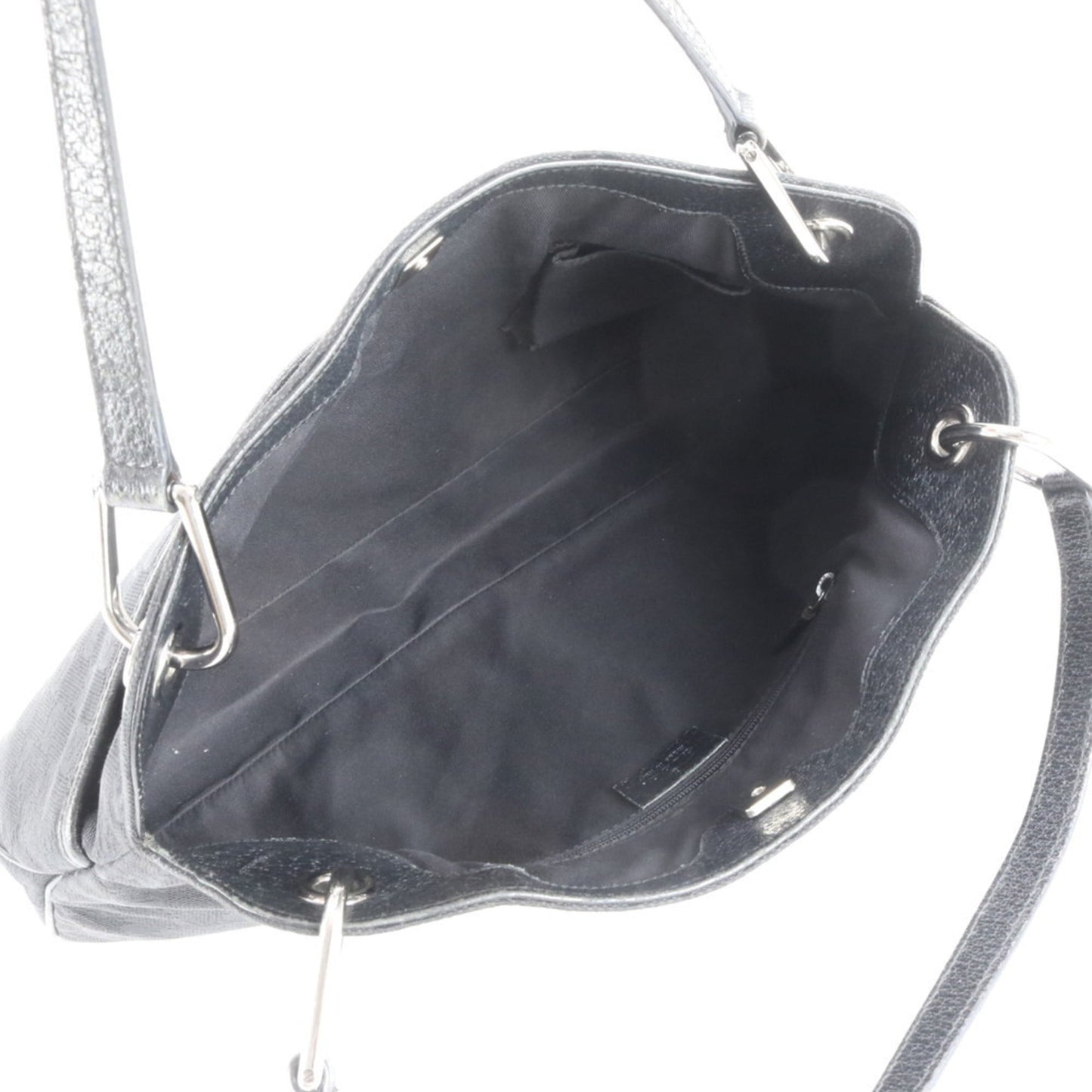 Gucci Black Leather Canvas Tote Bag