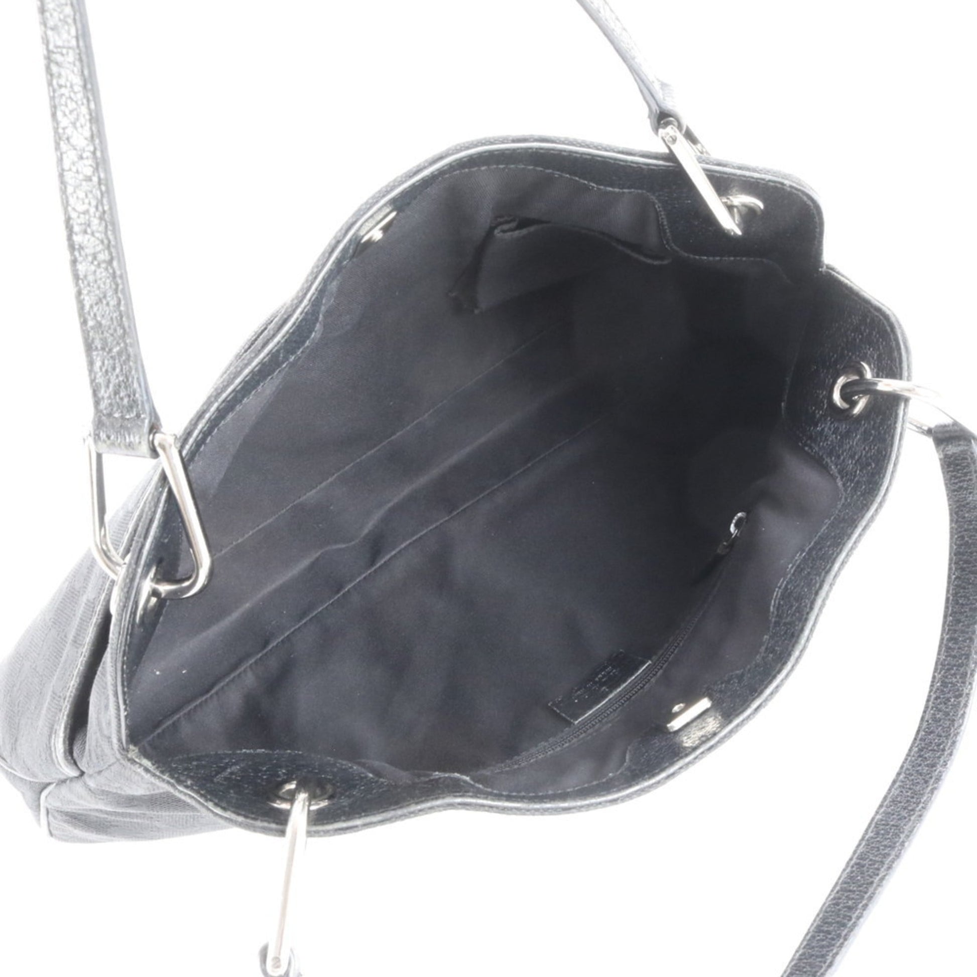 Gucci Black Leather Canvas Tote Bag
