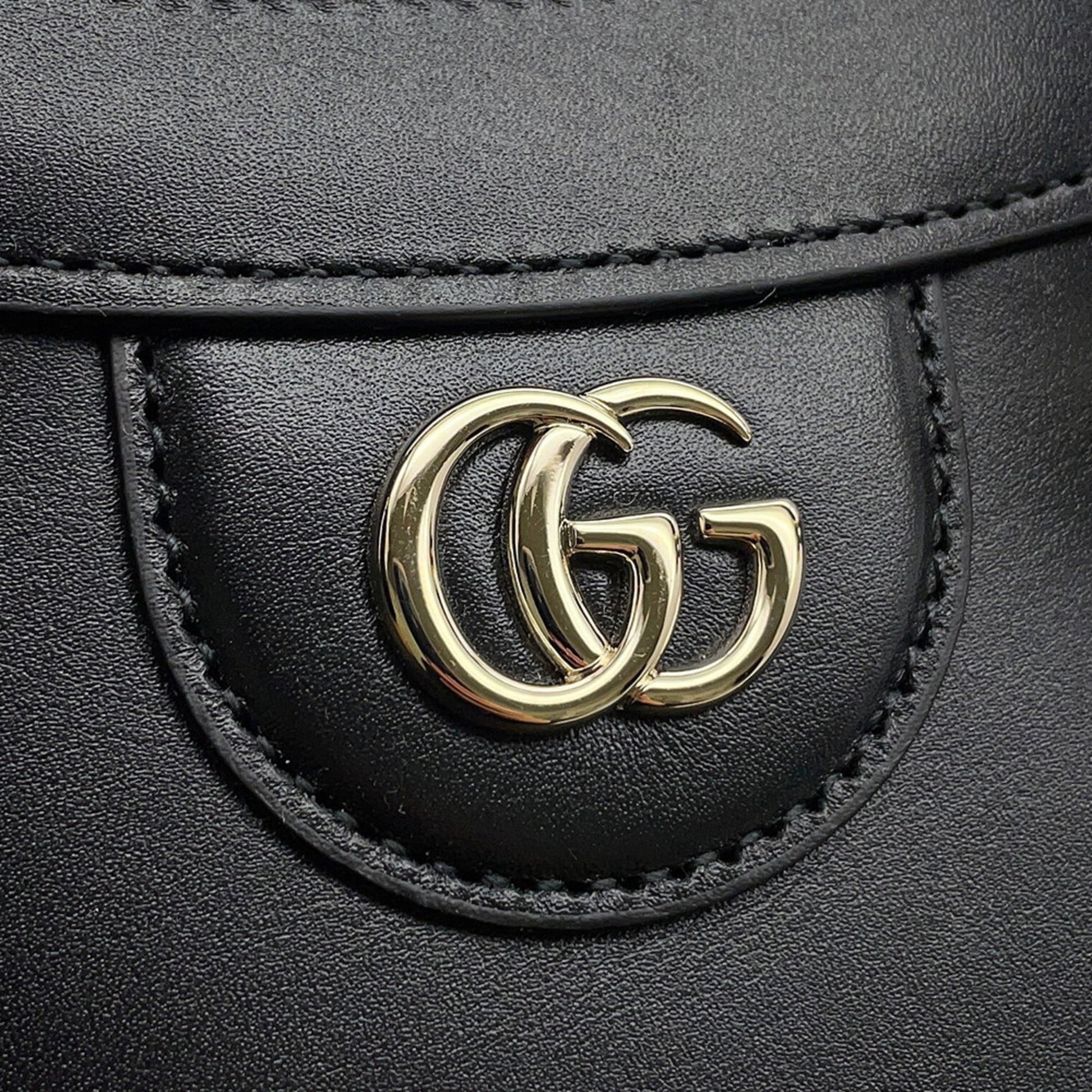 Gucci Black Leather Handbag Shoulder Bag Tote Bag
