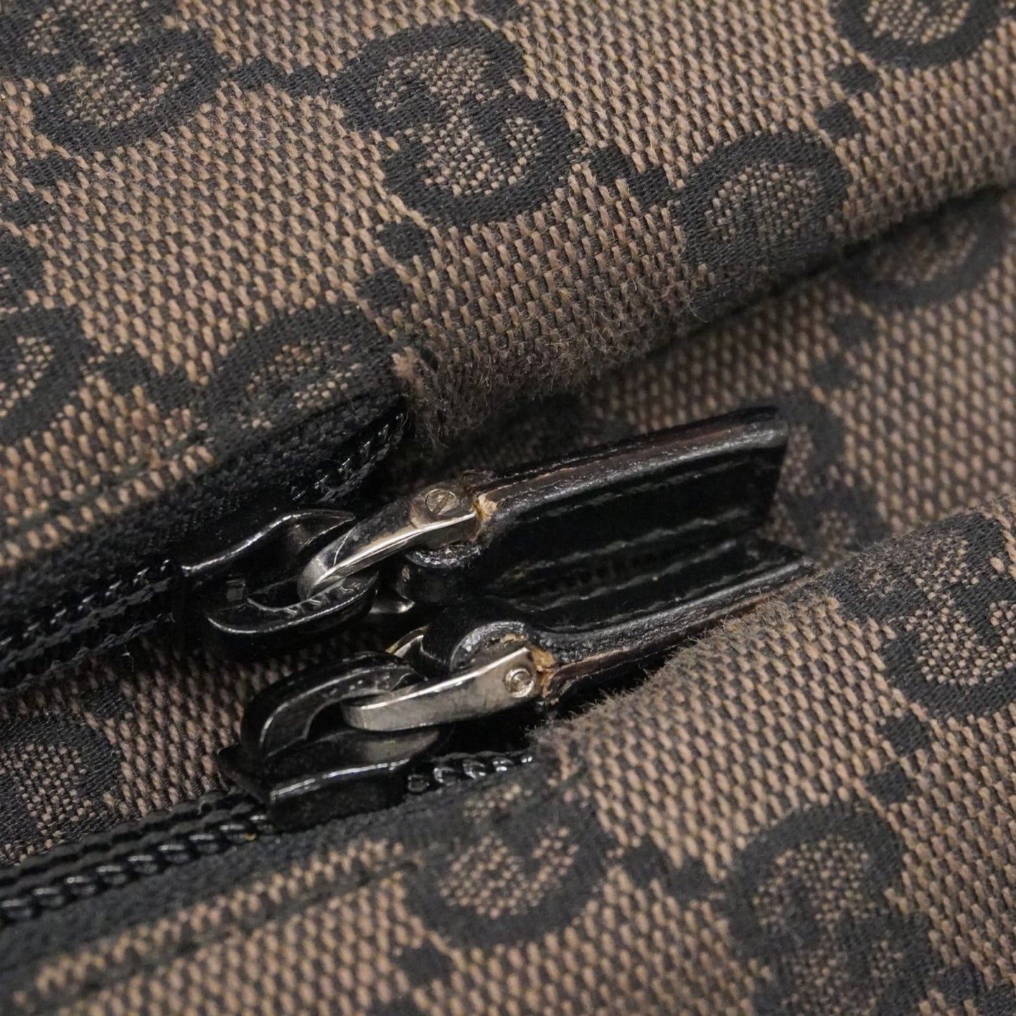 Gucci Black Brown Canvas Handbag