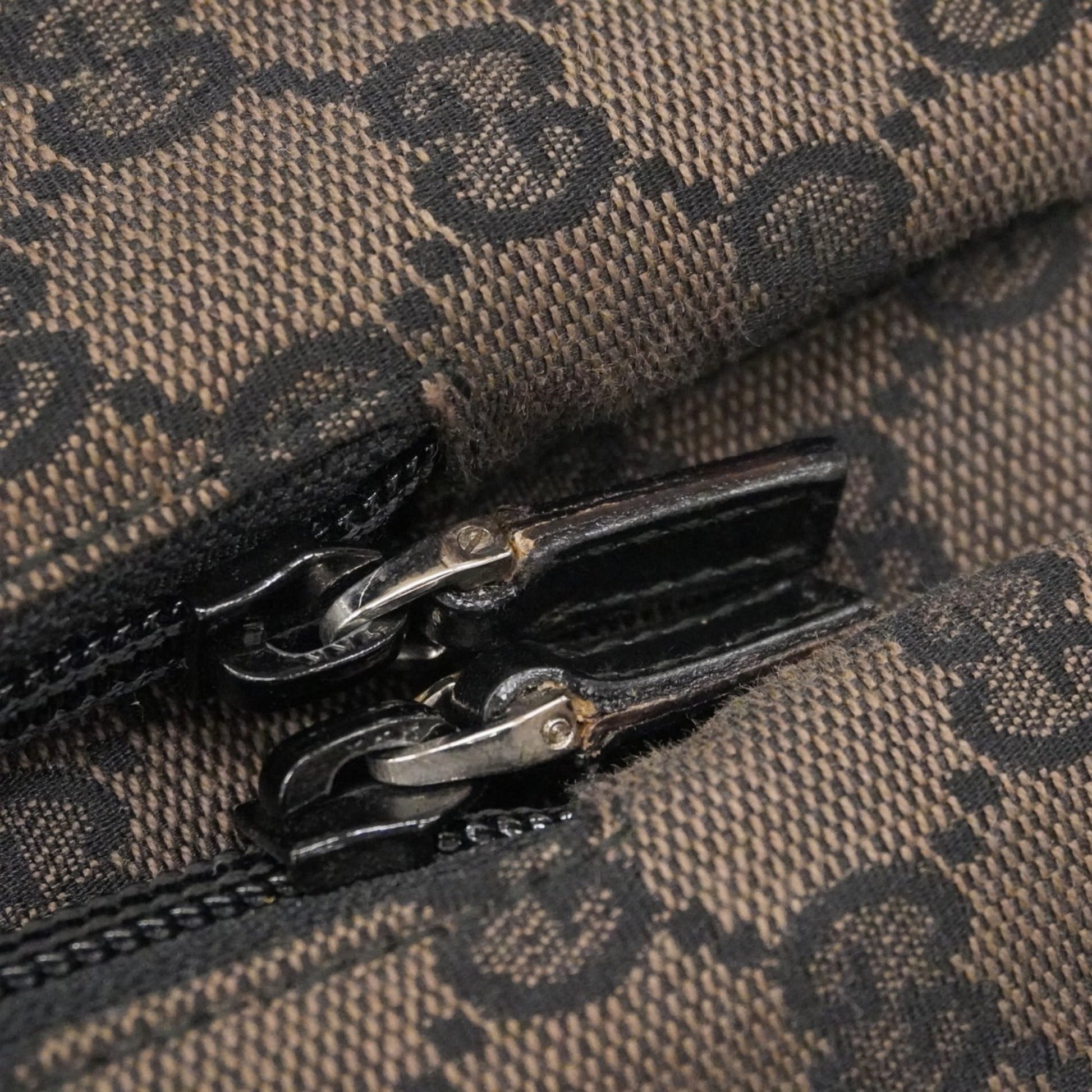 Gucci Black Brown Canvas Handbag