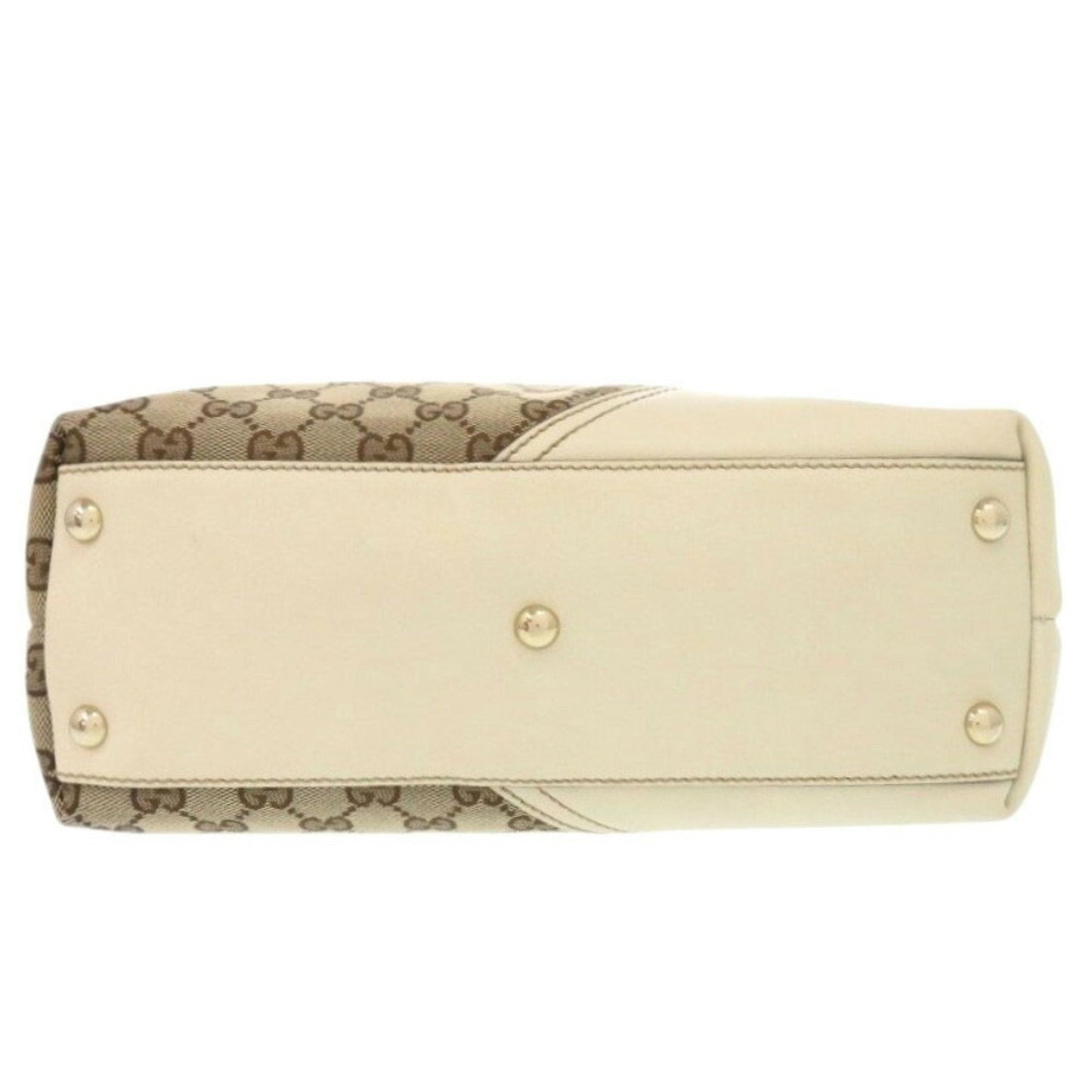 Gucci Beige White Gg Canvas Leather Tote Bag