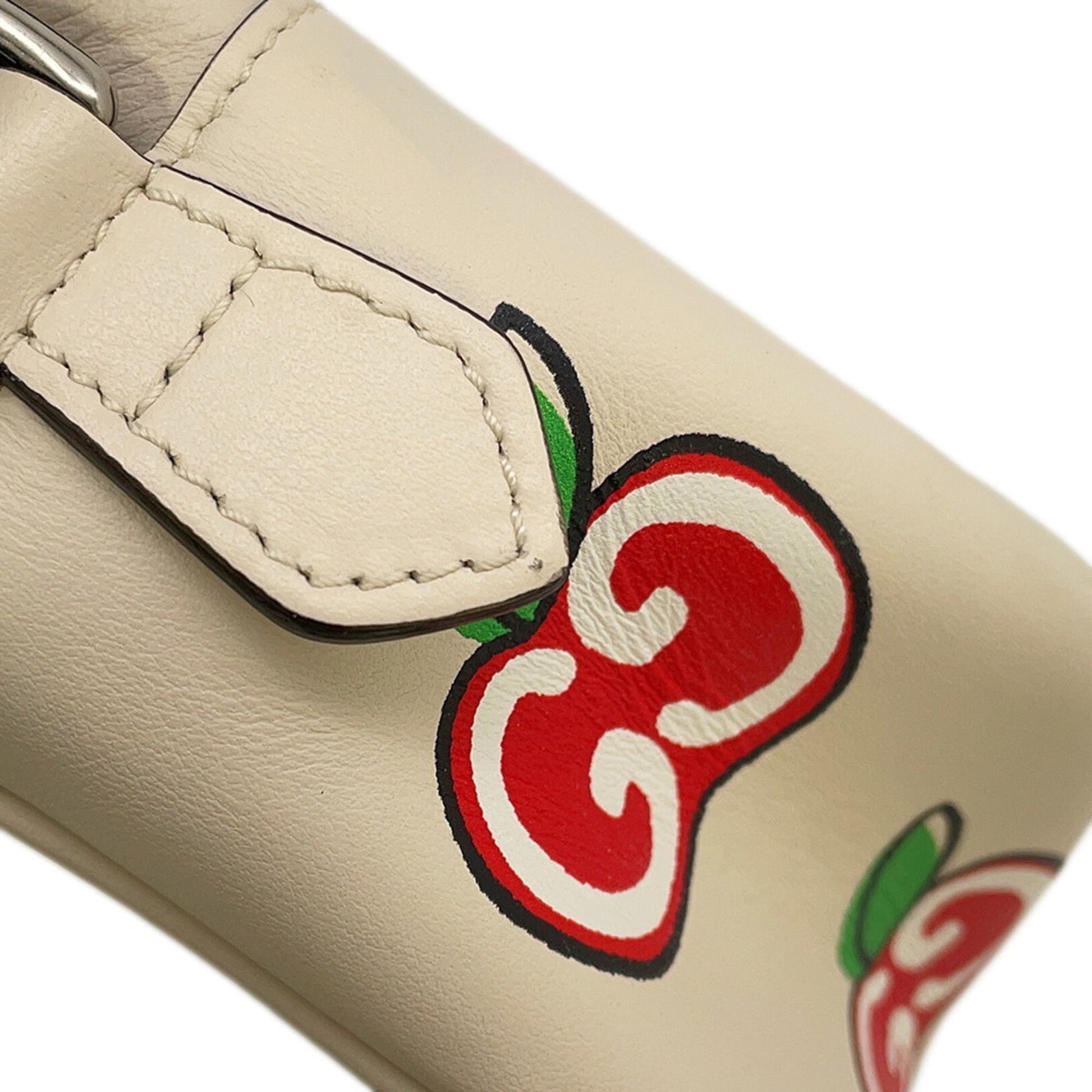 Gucci Beige Red Color White Leather Shoulder Bag