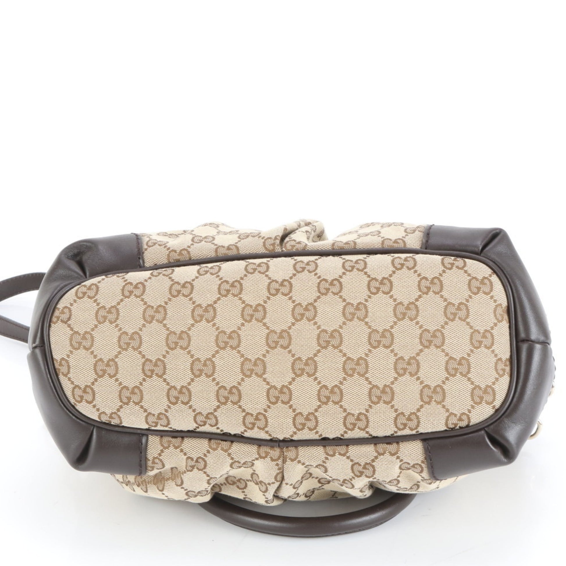 Gucci Brown Leather Canvas Shoulder Bag