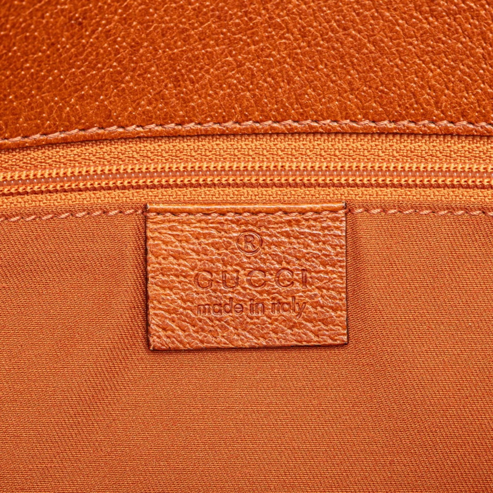 Gucci Beige Brown Canvas Leather Shoulder Bag Tote Bag