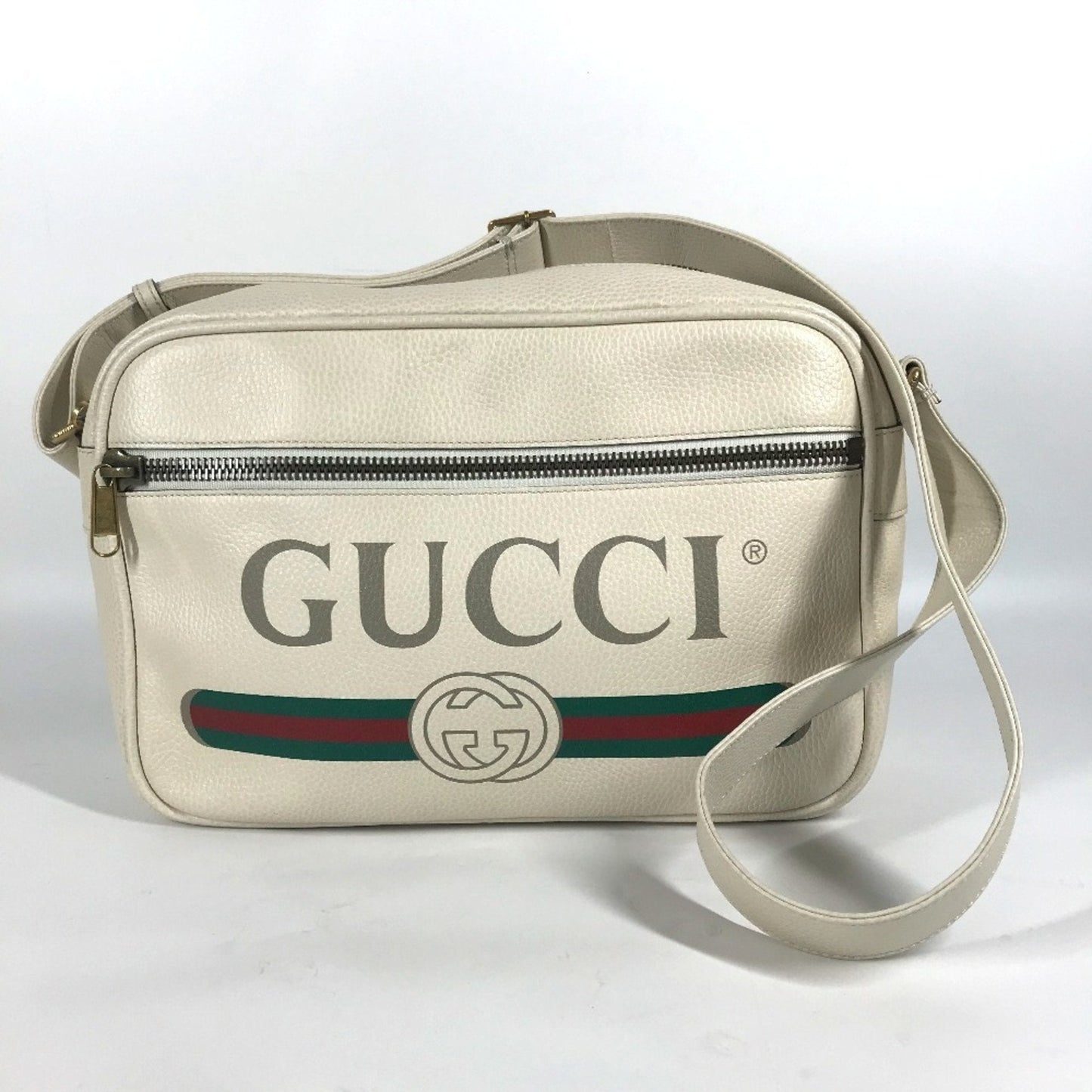Gucci White Leather Messenger Bag Shoulder Bag