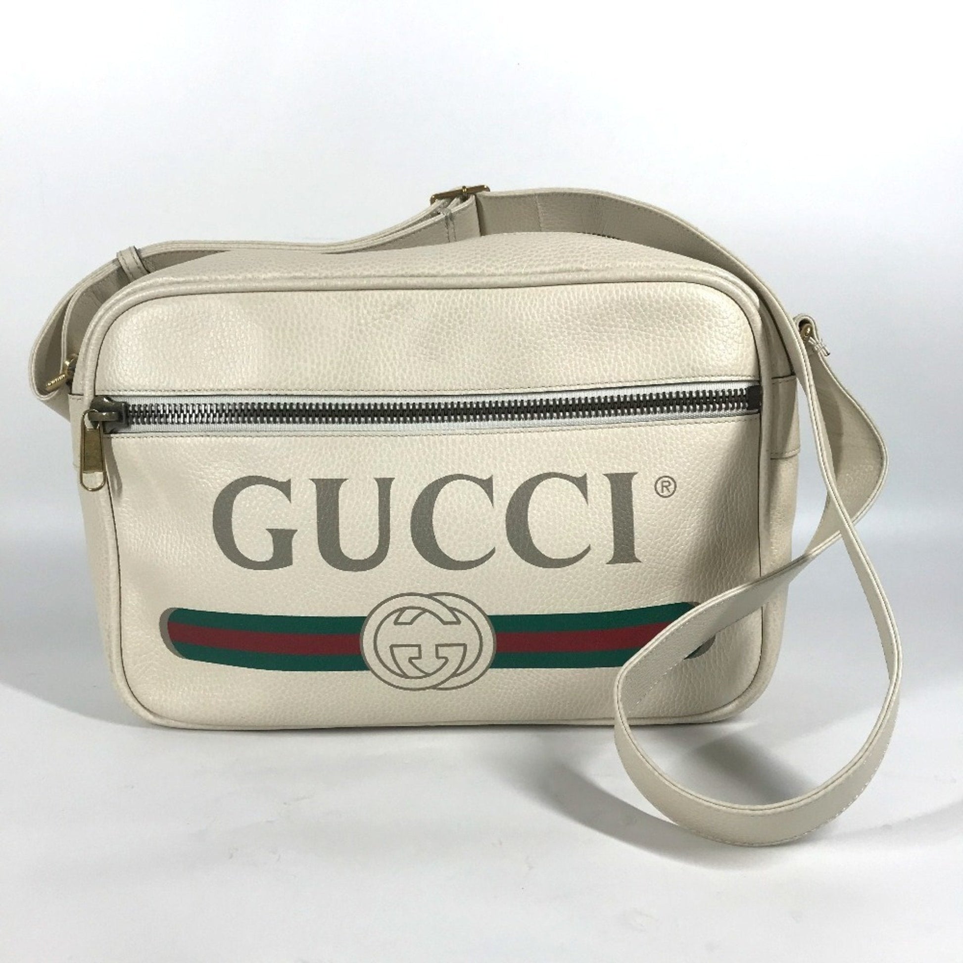 Gucci White Leather Messenger Bag Shoulder Bag