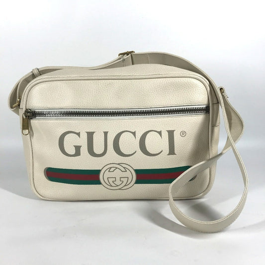 Gucci White Leather Messenger Bag Shoulder Bag