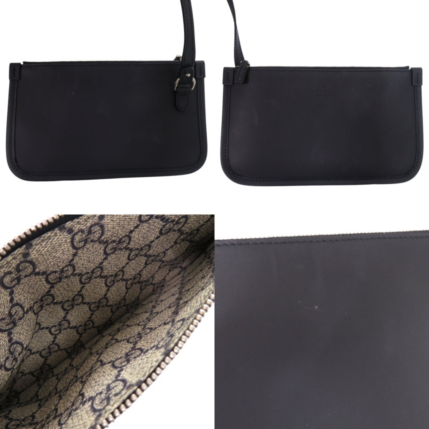 Gucci Navy Canvas Leather Tote Bag